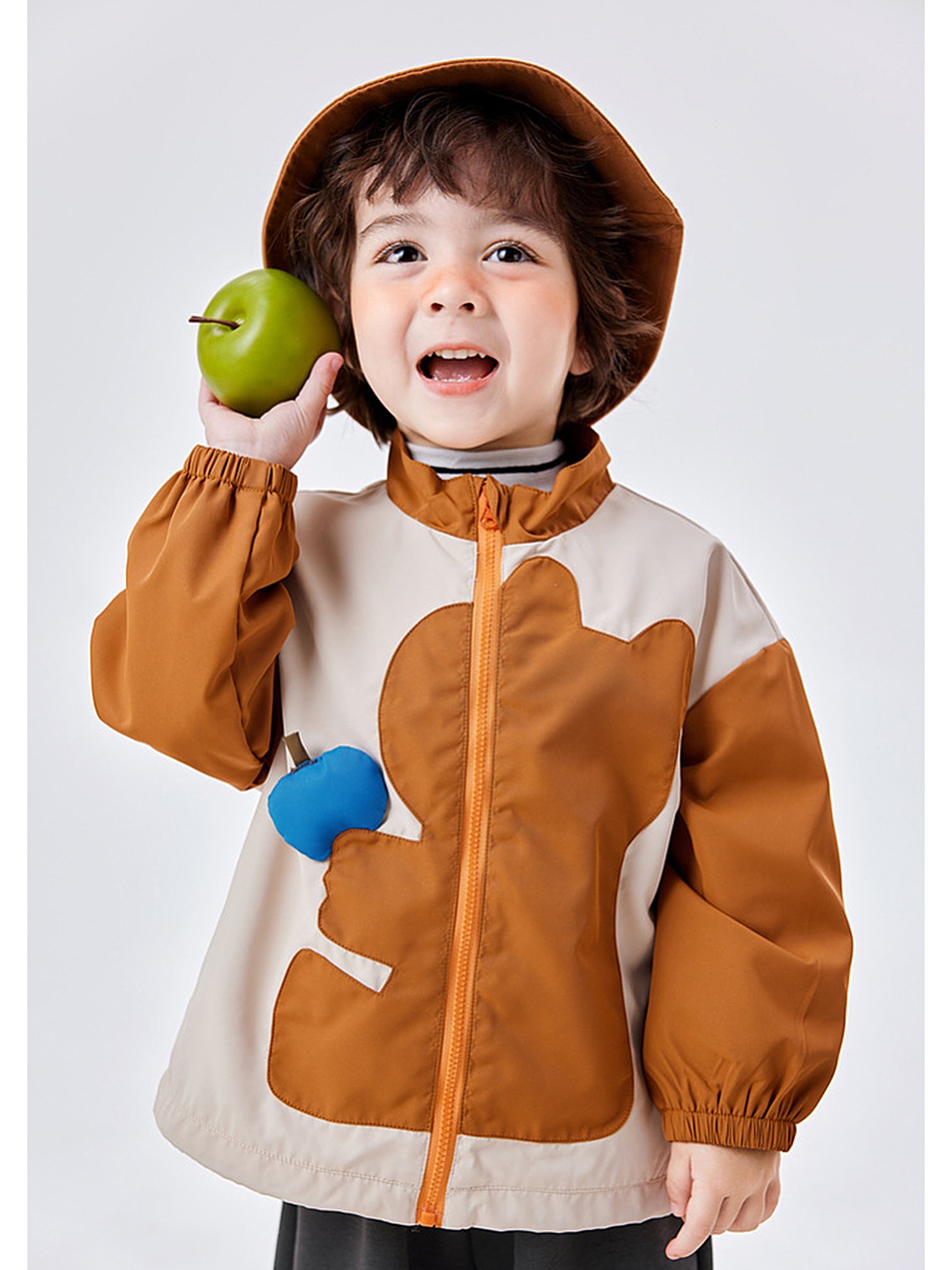 

LULU & SKY Girls Colourblocked Zip-through Bomber Jacket, Brown