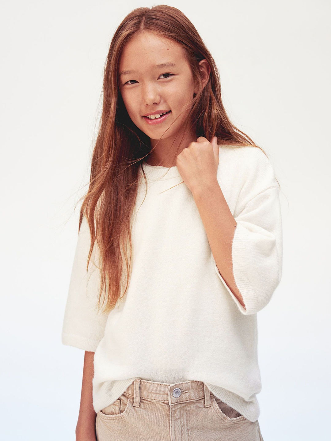 

H&M Girls Knitted Tshirts, White