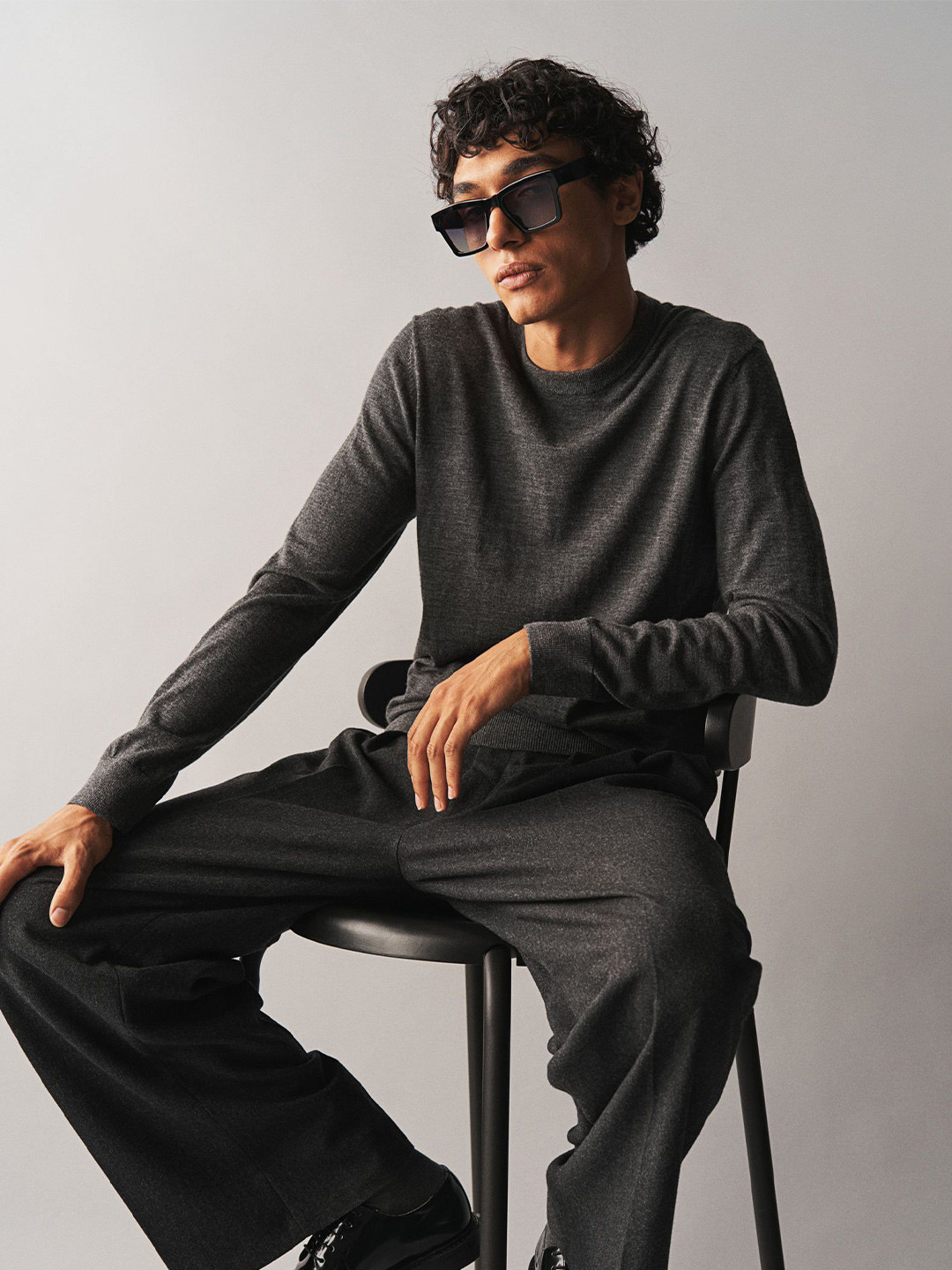 

H&M Slim Fit Wool Jumper, Grey