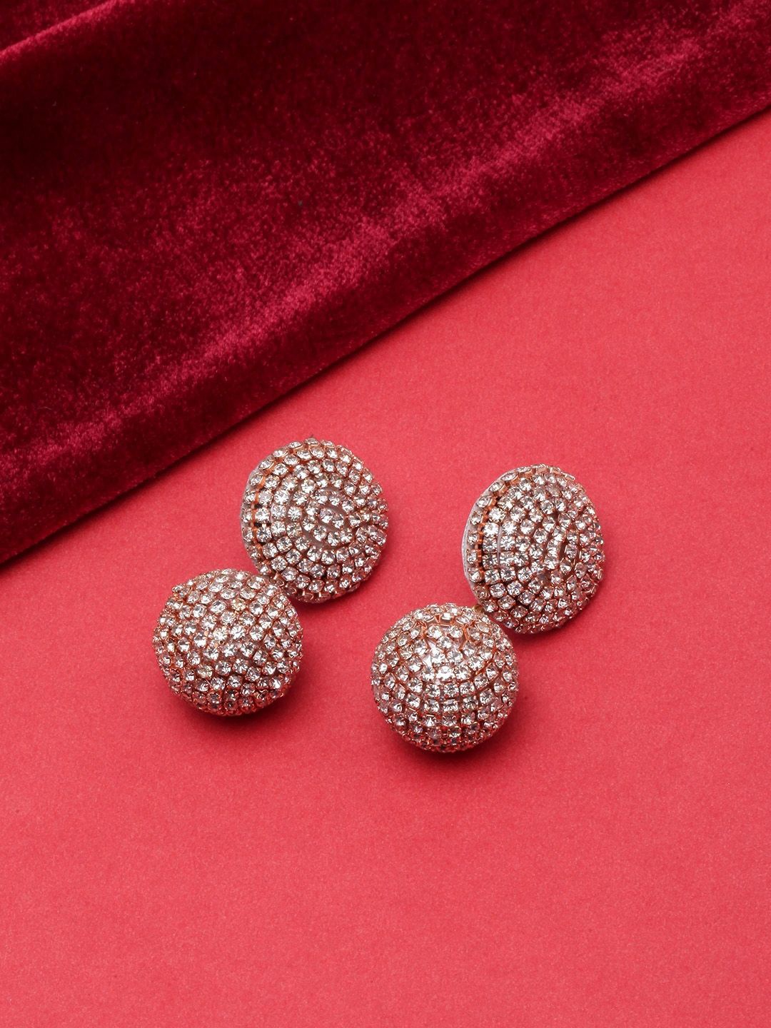 

KPOP Rose Gold Plated Rhinestone Studded Contemporary Drop Earrings