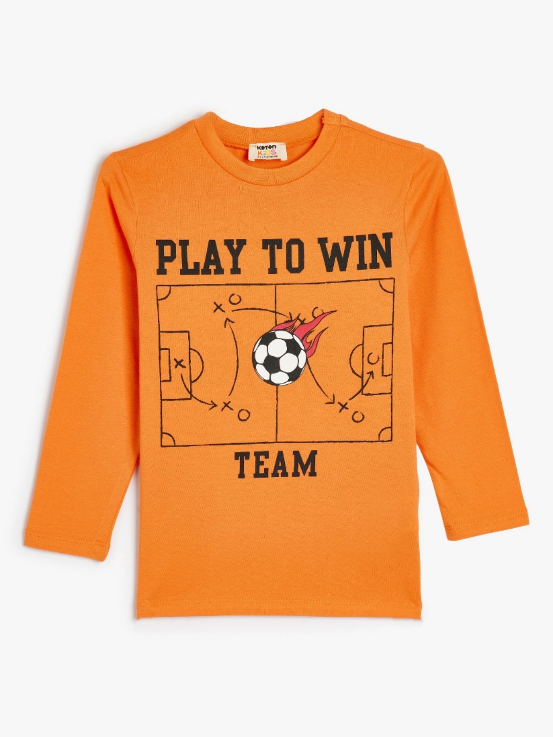 

Koton Boys Typography Printed Round Neck Cotton T-shirt, Orange