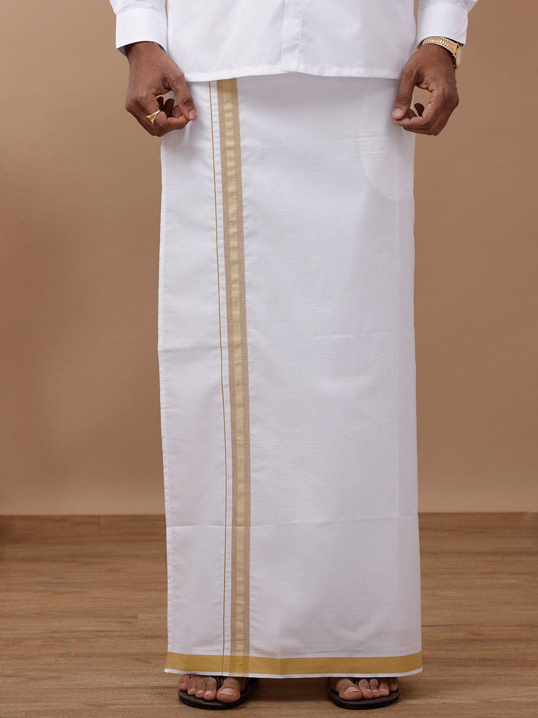 

Ramraj Men Solid Adjustable Dhoti, White