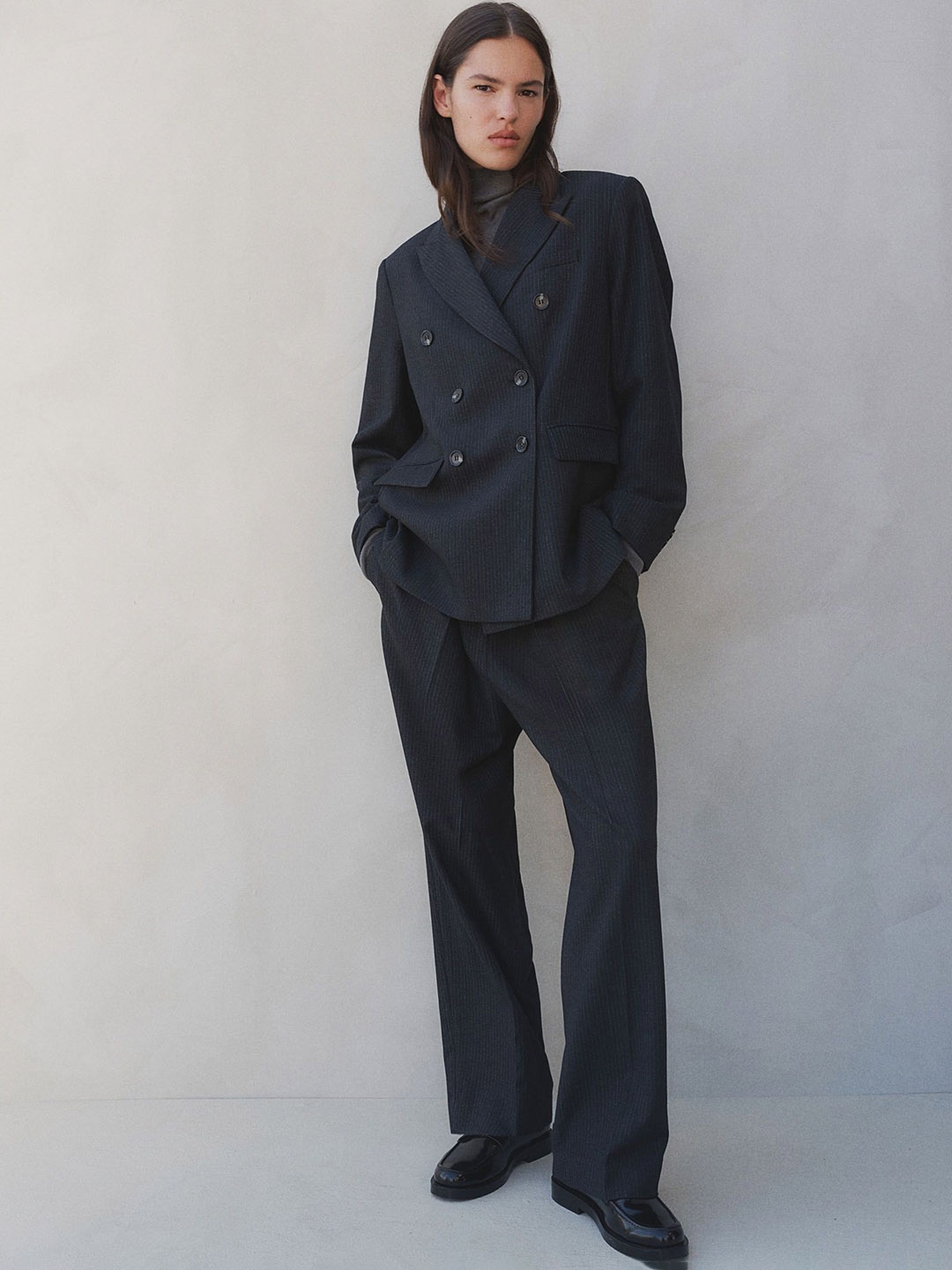 

H&M Double-Breasted Blazer, Grey