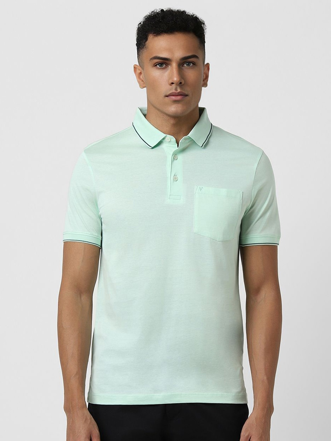 

Van Heusen Men Solid Polo Collar Cotton T-shirt, Green