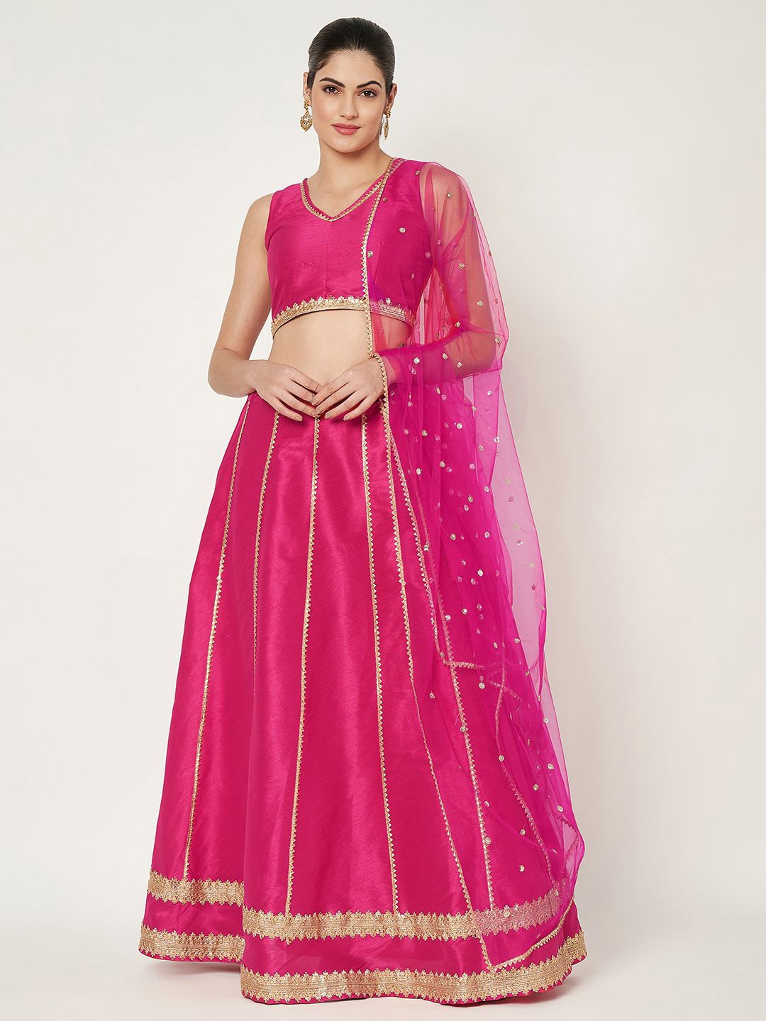 

studio rasa Women Embellished Ready to Wear Lehenga & Blouse With Dupatta, Pink
