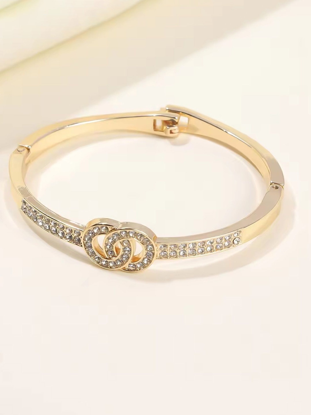 

WATCHSTAR Gold-Plated Artificial Stones Studded Antique Bangle-Style Bracelet