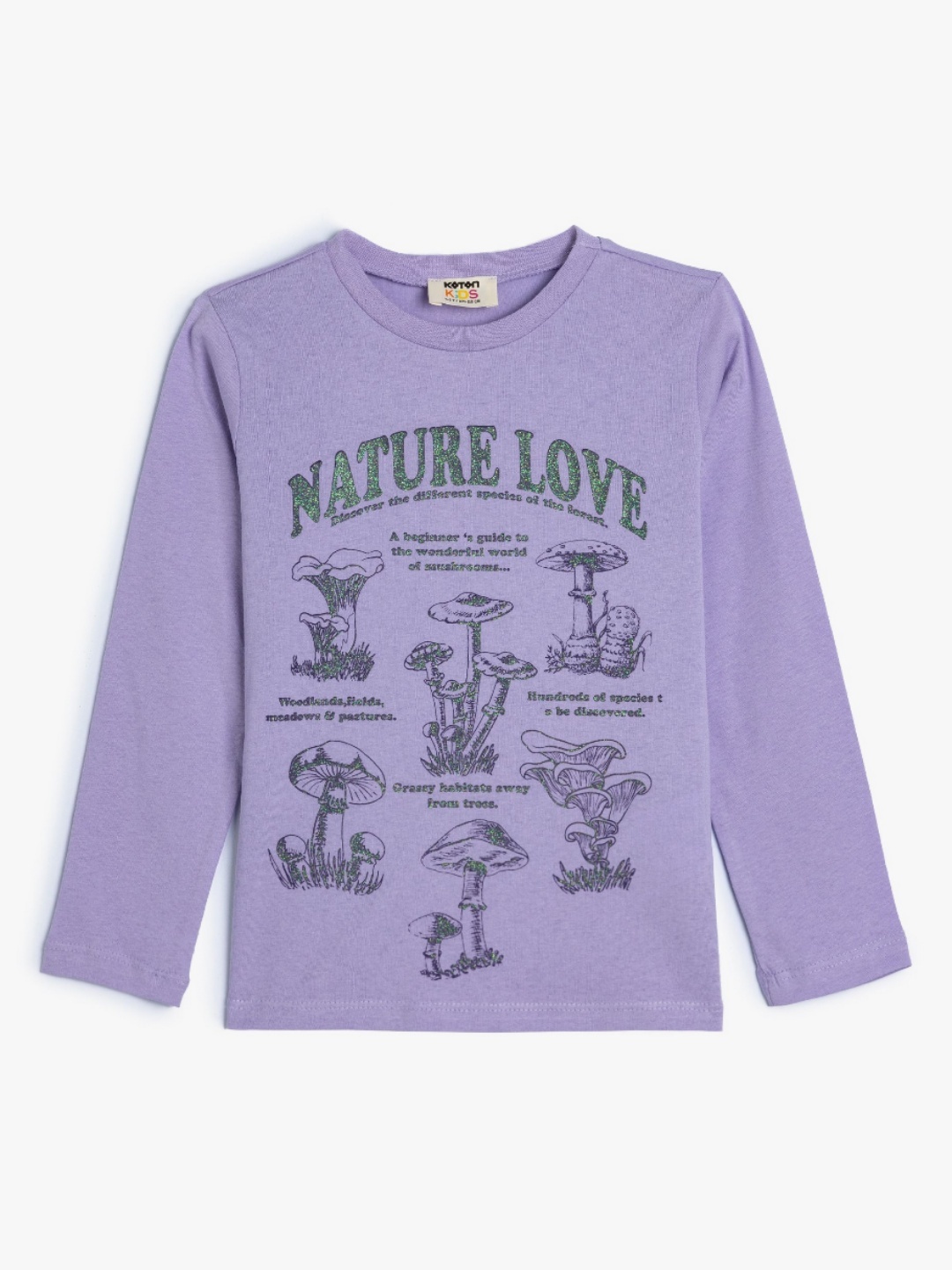 

Koton Girls Graphic Printed Round Neck Cotton T-shirt, Lavender