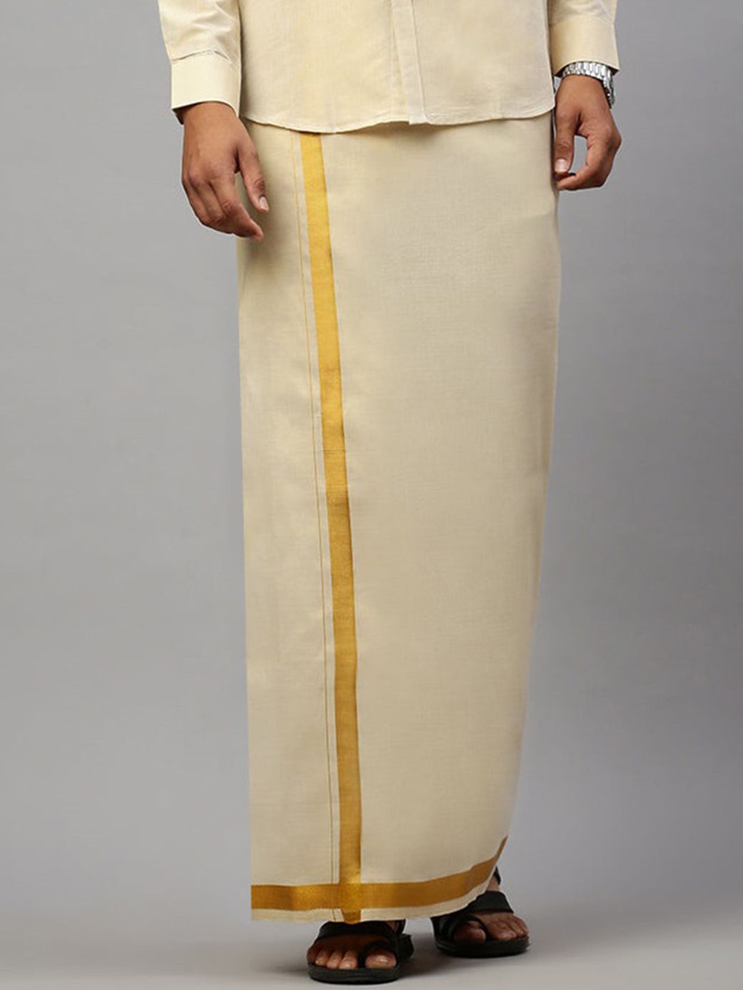 

Ramraj Men Solid Adjustable Dhoti, Gold