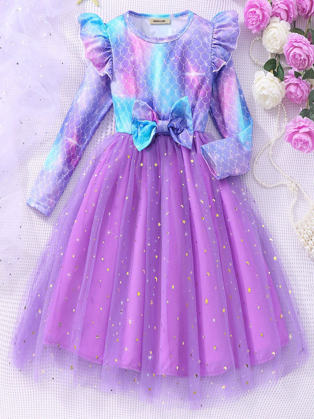 

INCLUD Print Fit & Flare Midi Dress, Purple