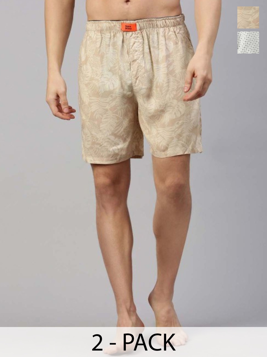 

Bareblow Pack Of 2 Men Printed Cotton Boxers BBBX188192S, White
