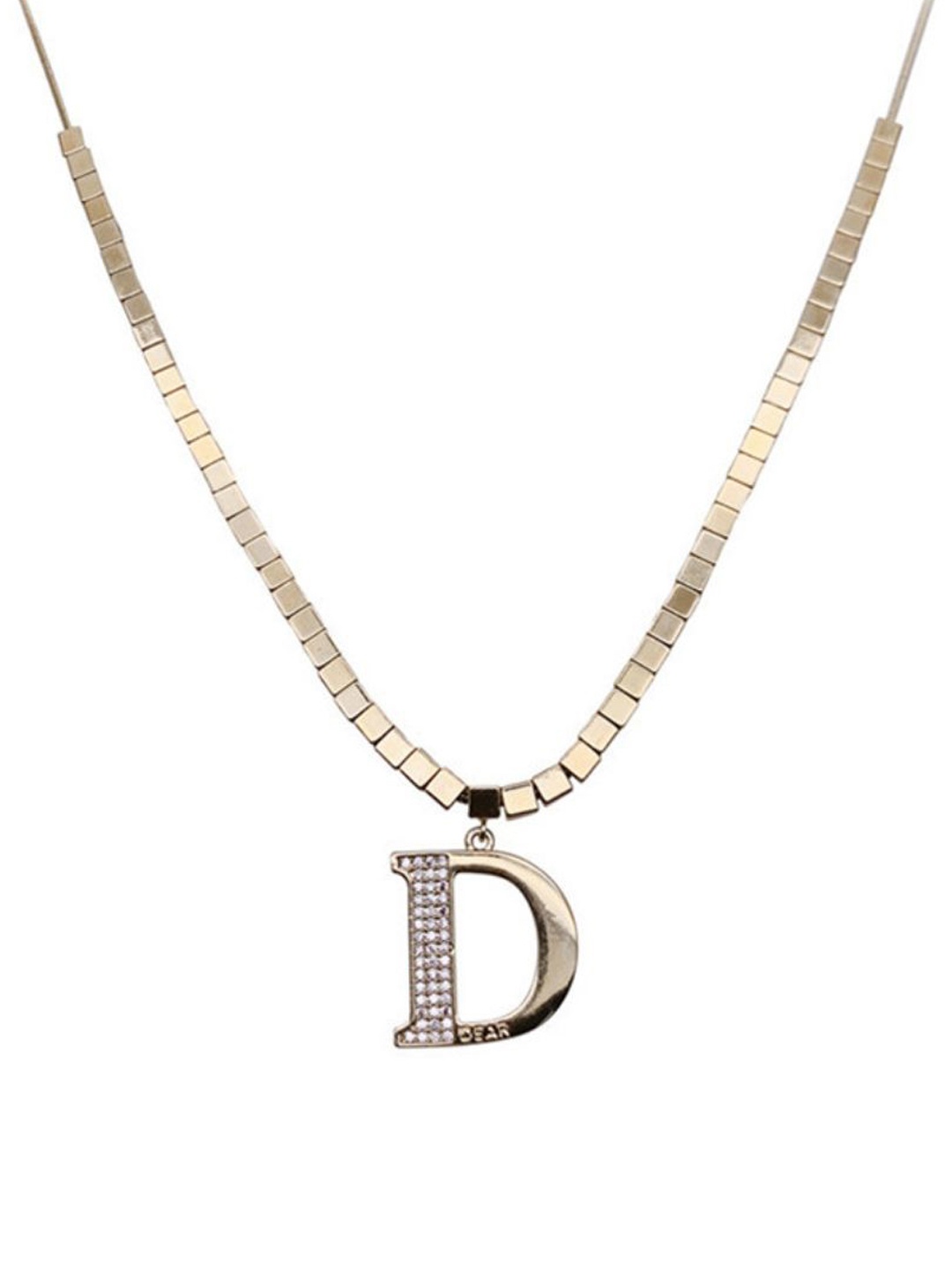 

SALTY Stainless Steel D Bold Necklace, Silver