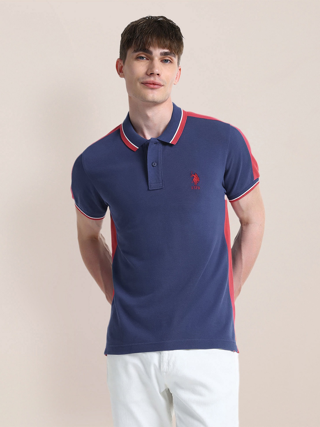 

U.S. Polo Assn. Pure Cotton Polo Collar Slim Fit T-shirt, Blue