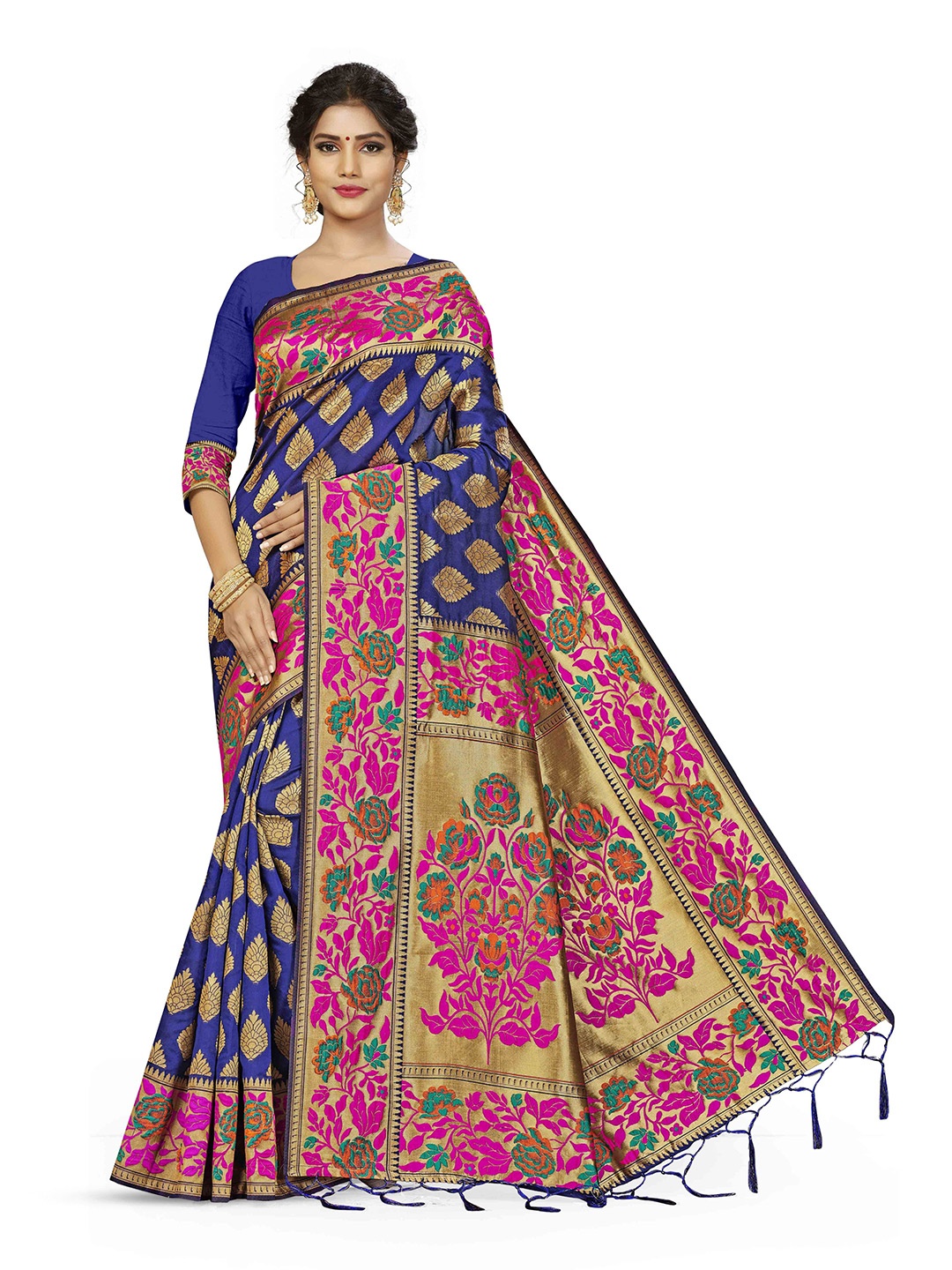 

Maroosh Woven Design Zari Banarasi Saree, Navy blue