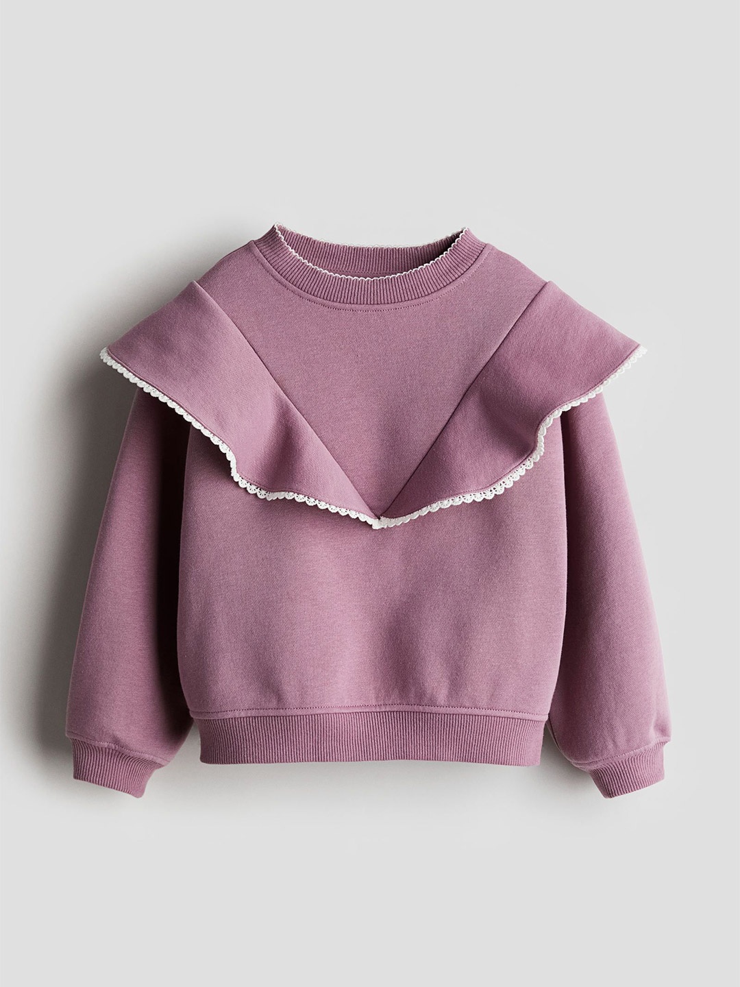 

H&M Girls Flounce-Trimmed Sweatshirt, Pink