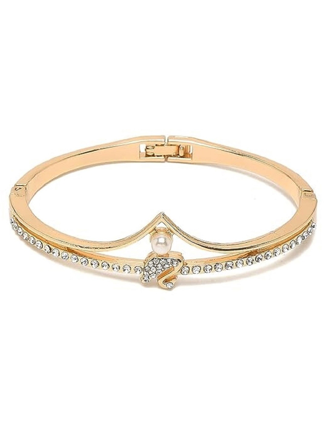 

WATCHSTAR Gold-Plated Cubic Zirconia Stone Studded Bangle-Style Bracelet