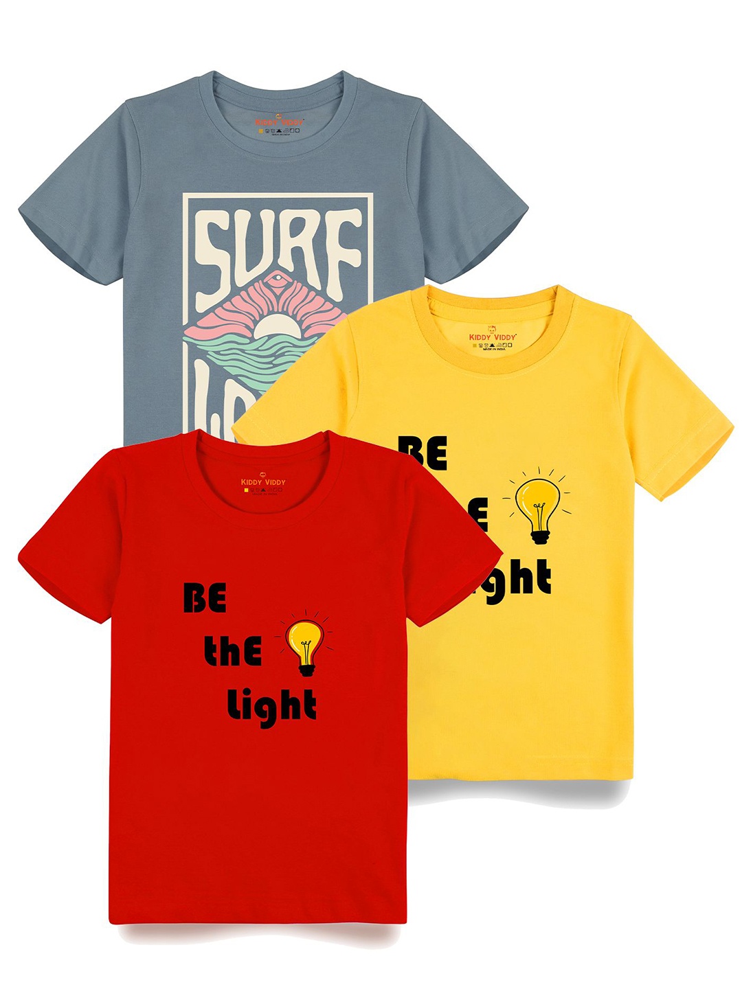 

AUSK Boys Pack Of 3 Graphic Printed Round Neck Cotton T-shirts, Red