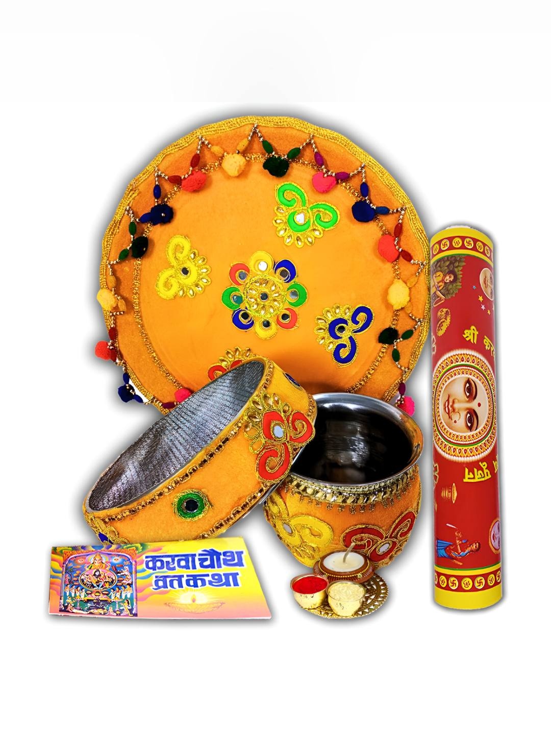 

ME & YOU Red & Yellow Karwa Chauth Pooja Thali Set