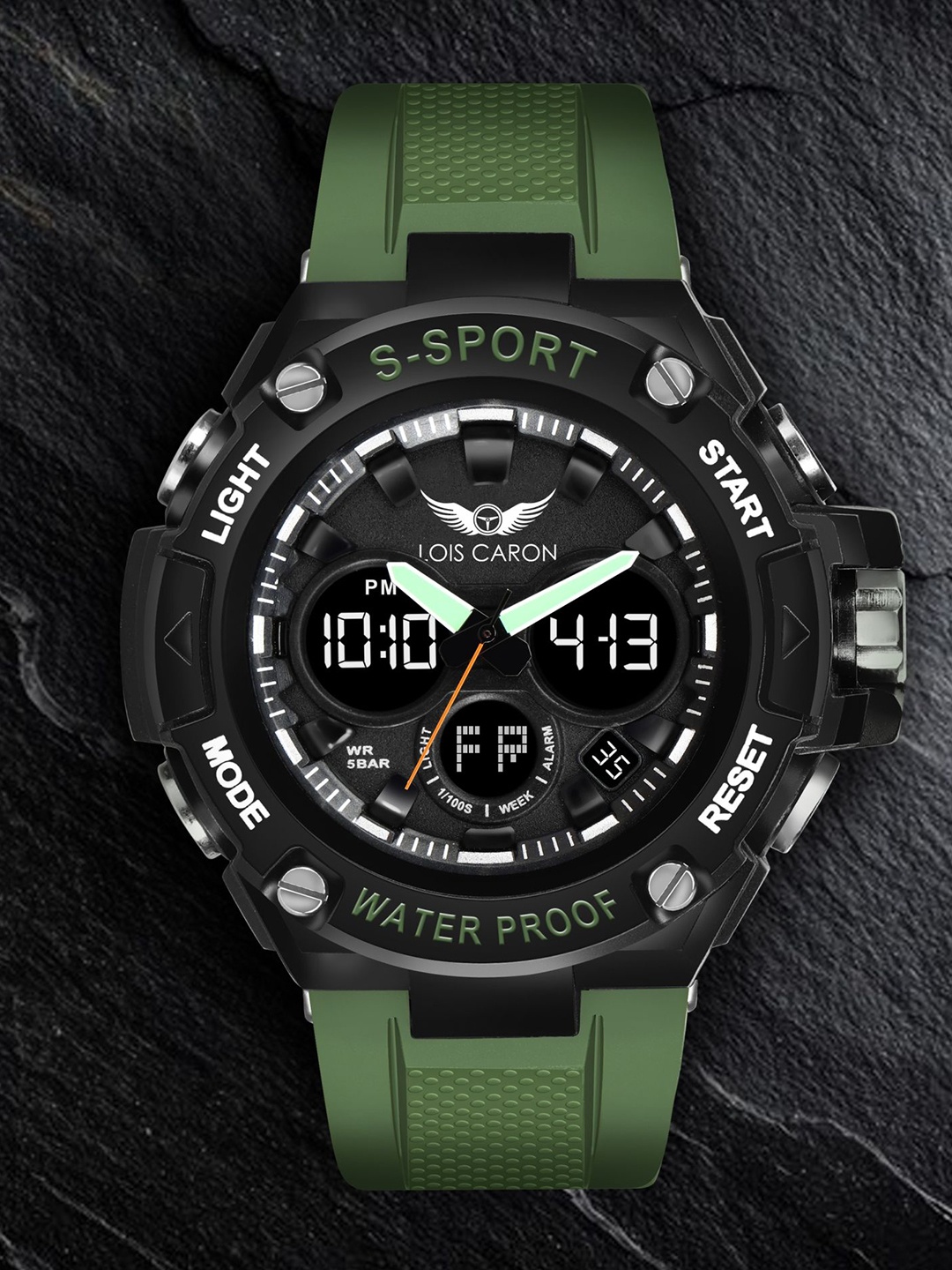 

LOIS CARON Men Dial & Straps Analogue and Digital Watch LCDA8001, Green