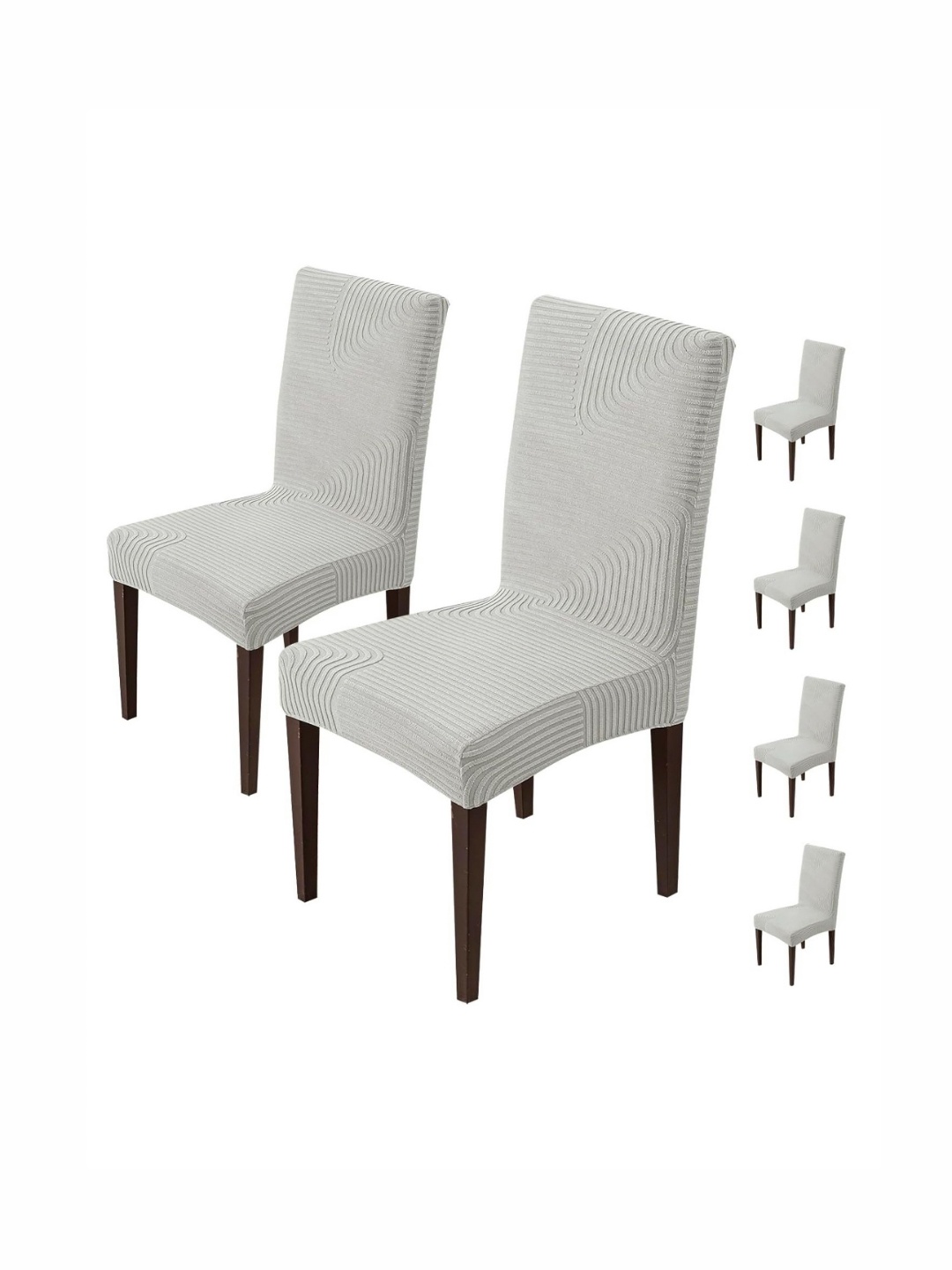 

HOUSE OF QUIRK Grey 6 Pieces Self Design Jacquard Removable Chair Covers