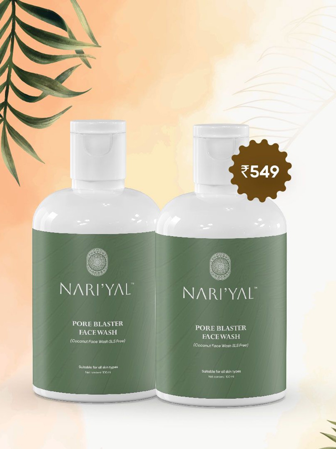 

NARIYAL Set Of 2 Pore Blaster Hydration Booster Deep Cleansing Face Wash 100 ml Each, Transparent