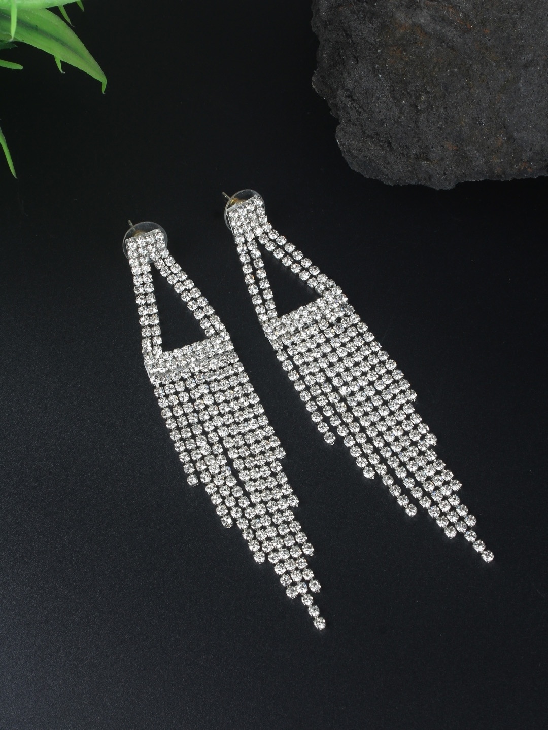 

KPOP Contemporary Drop Earrings, Silver