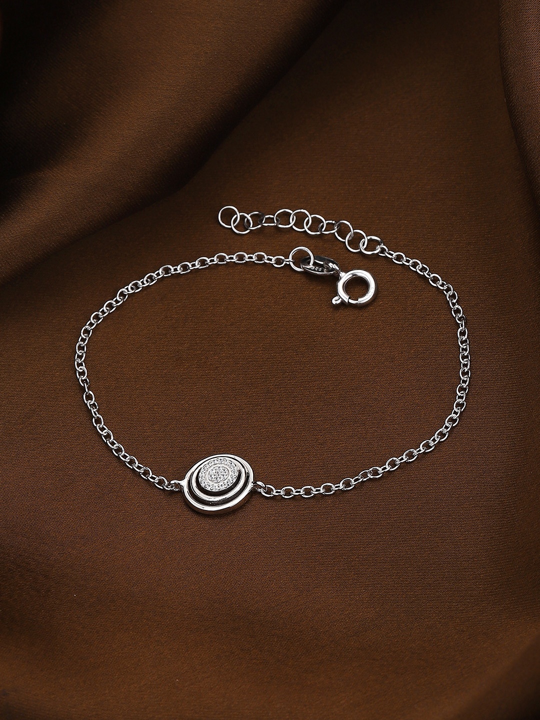

Sangria Rhodium-Plated 925 Sterling Silver Cubic Zirconia Link Bracelet
