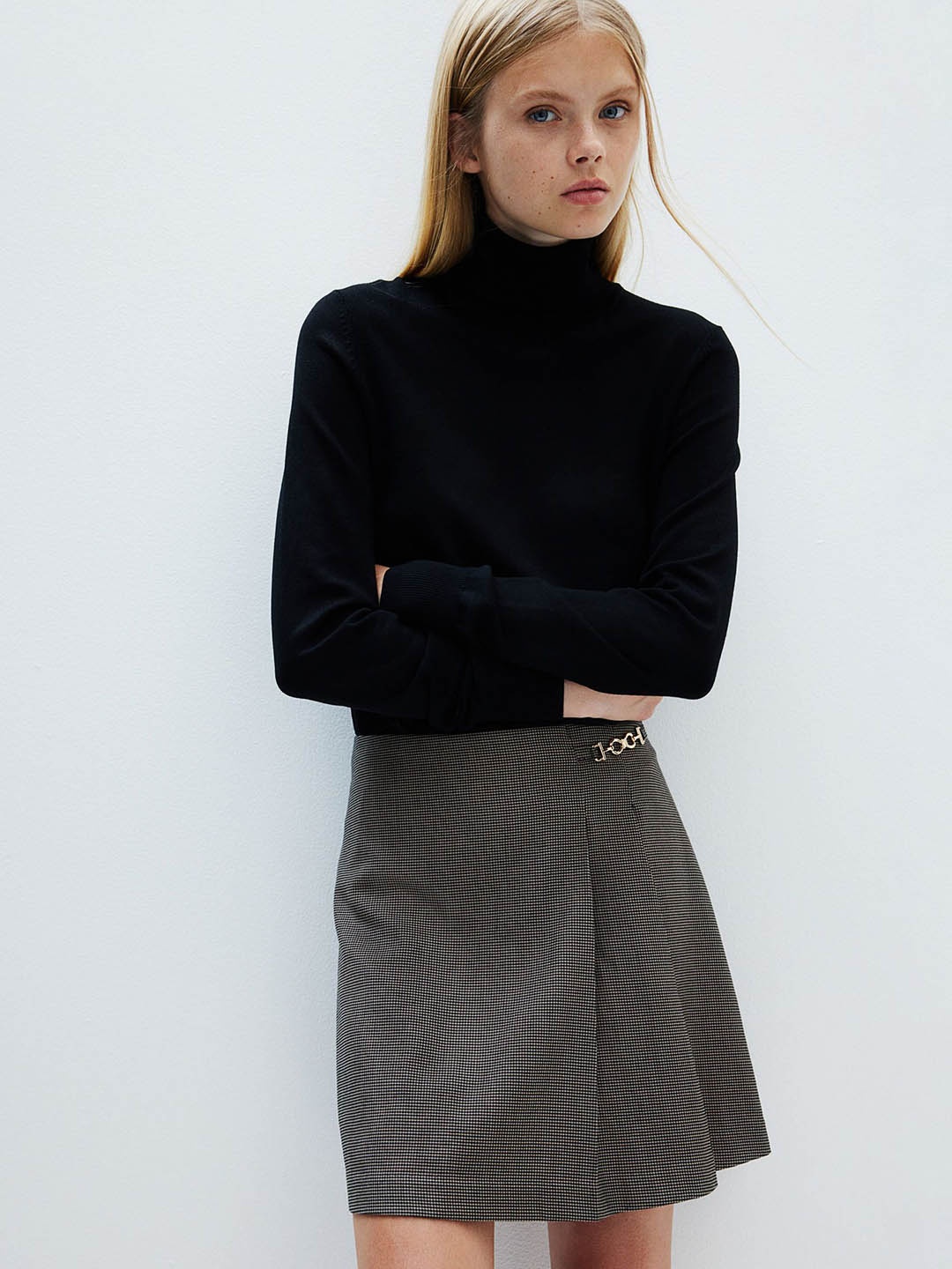 

H&M Women Metal-Details Mini Skirts, Grey