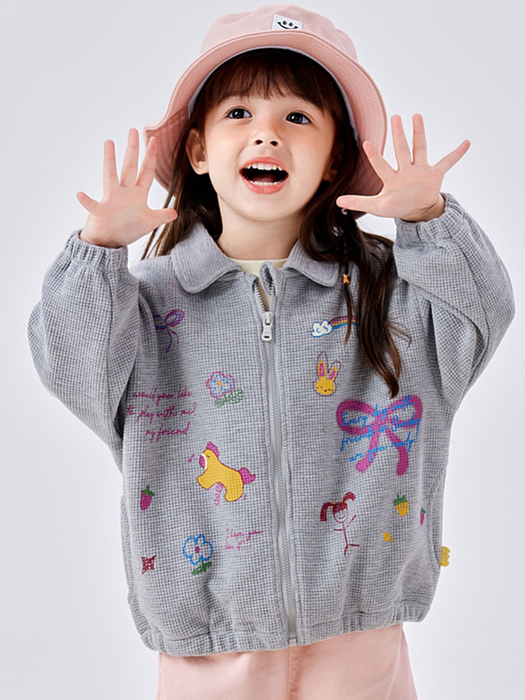 

LULU & SKY Girls without Tailored Jacket with Patchwork, Grey