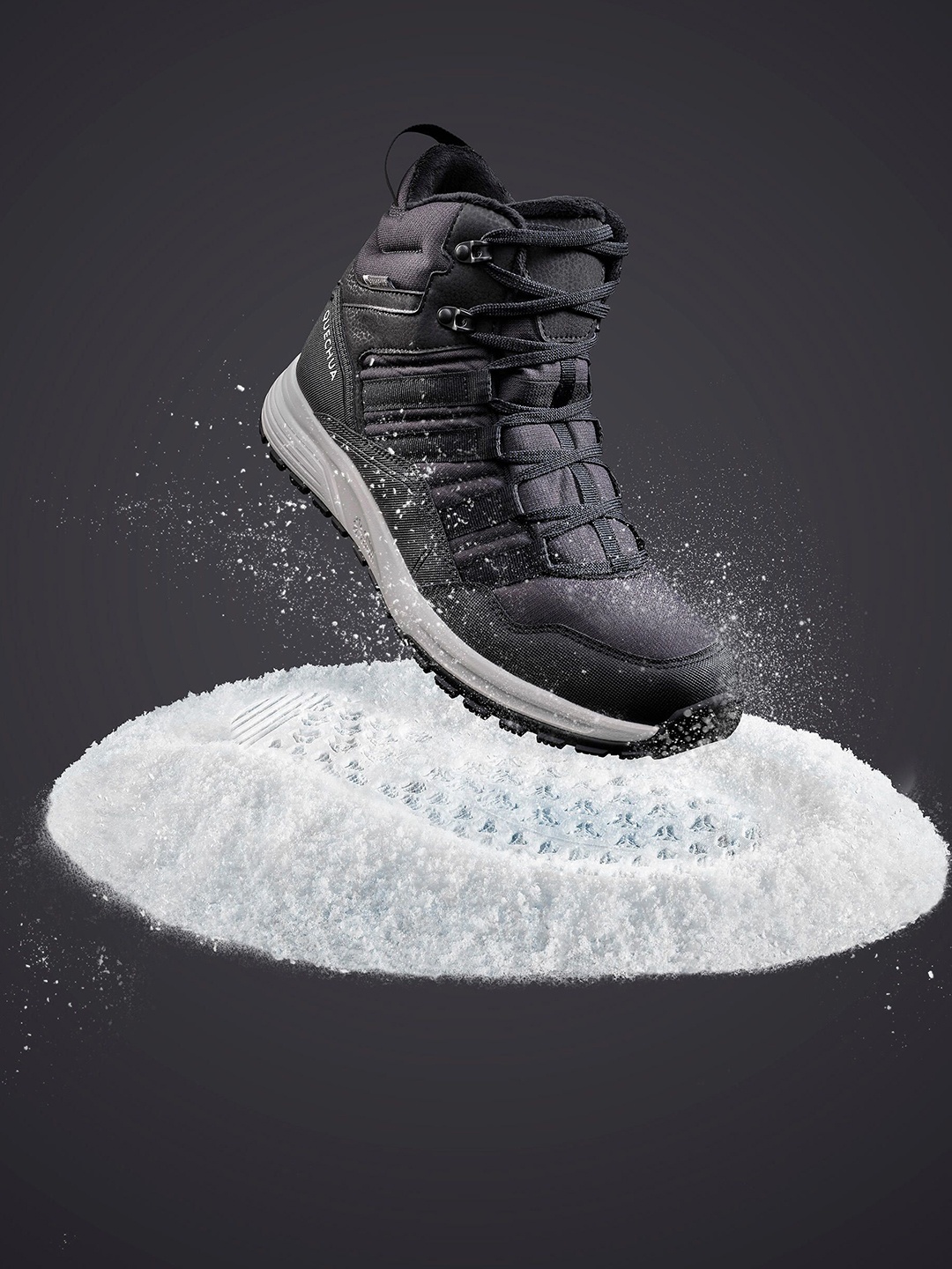 

Quechua By Decathlon Men High Ankle Warm Waterproof Snow Hiking Shoes, Black