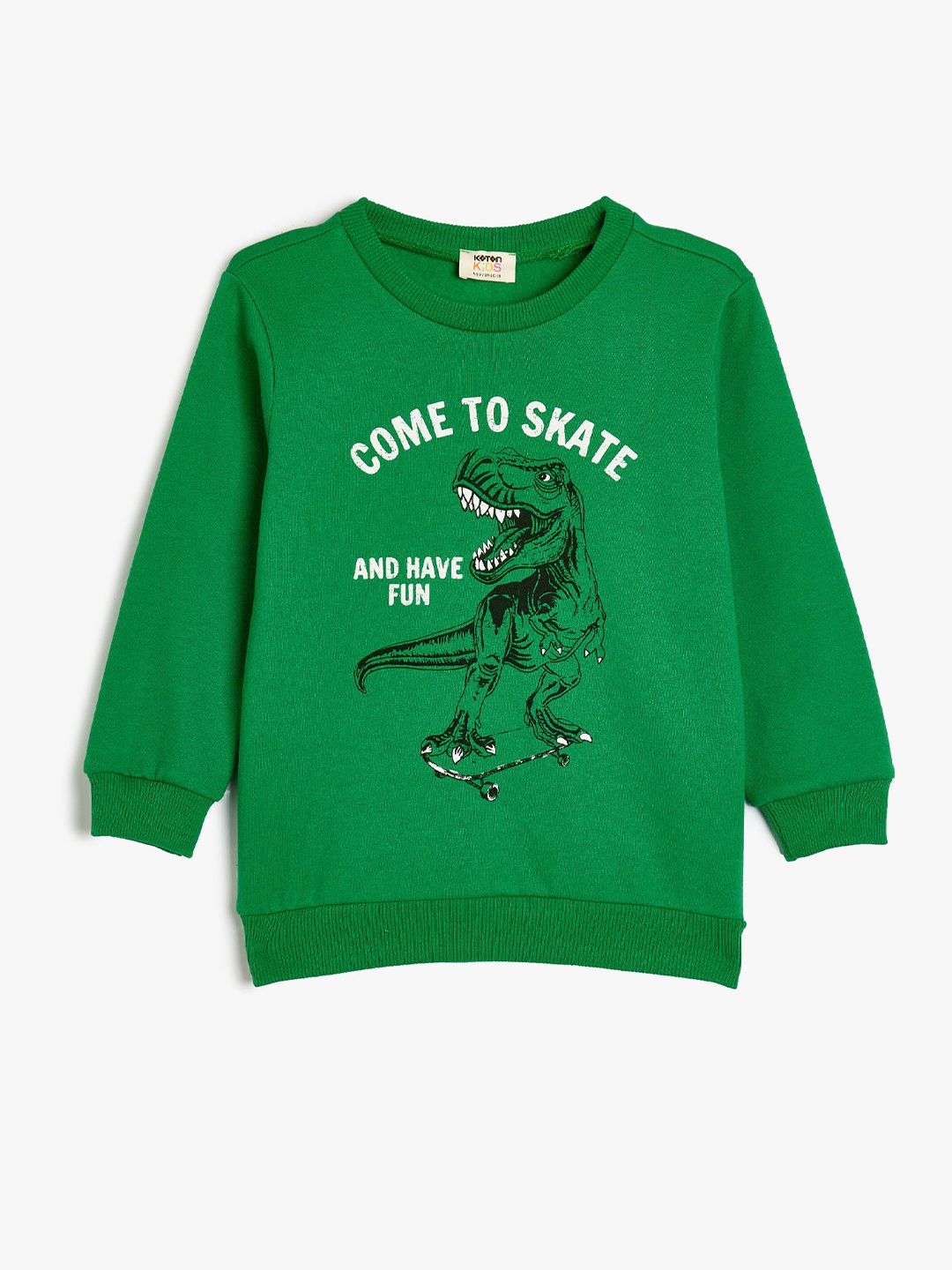 

Koton Boys Graphic Printed Round Neck Cotton Pullover Sweatshirt, Green
