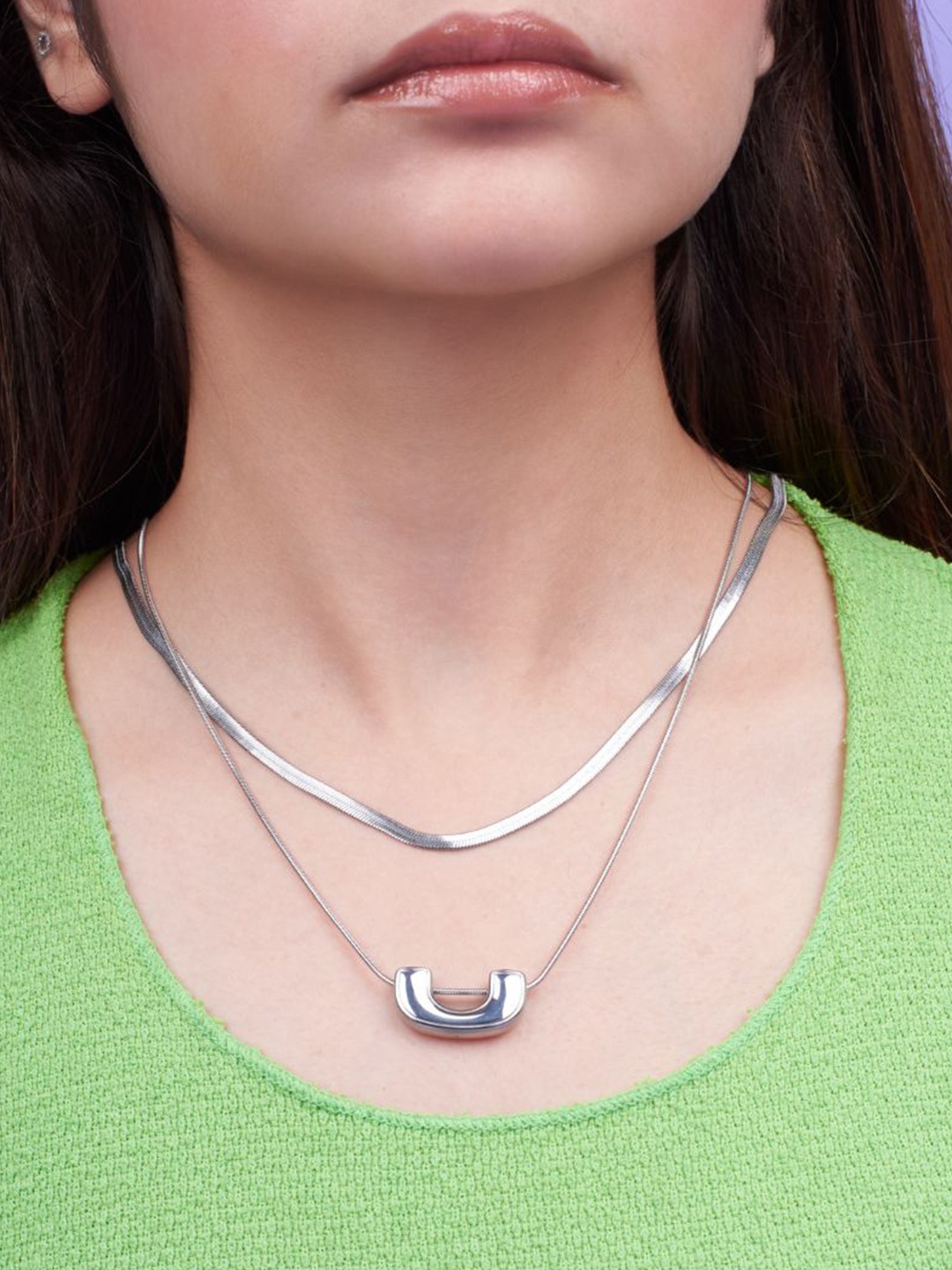 

SALTY Stainless Steel Arcadian Charm Layered Necklace, Silver