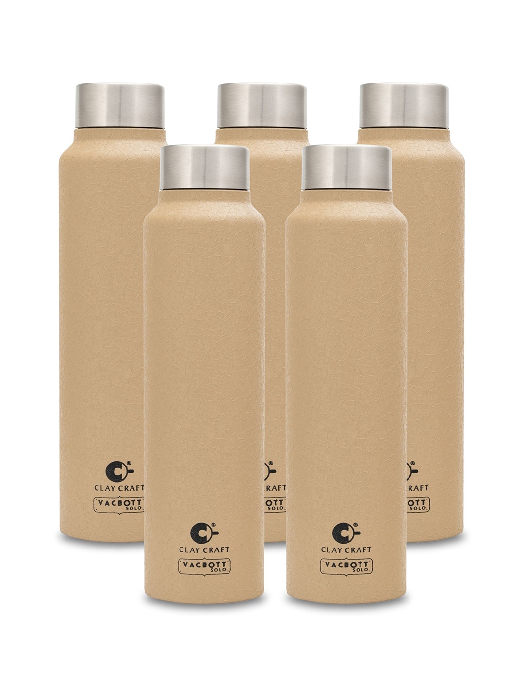 

CLAY CRAFT Vacbott TETRA Beige 5 Pieces Stainless Steel Printed Water Bottle 500 ml