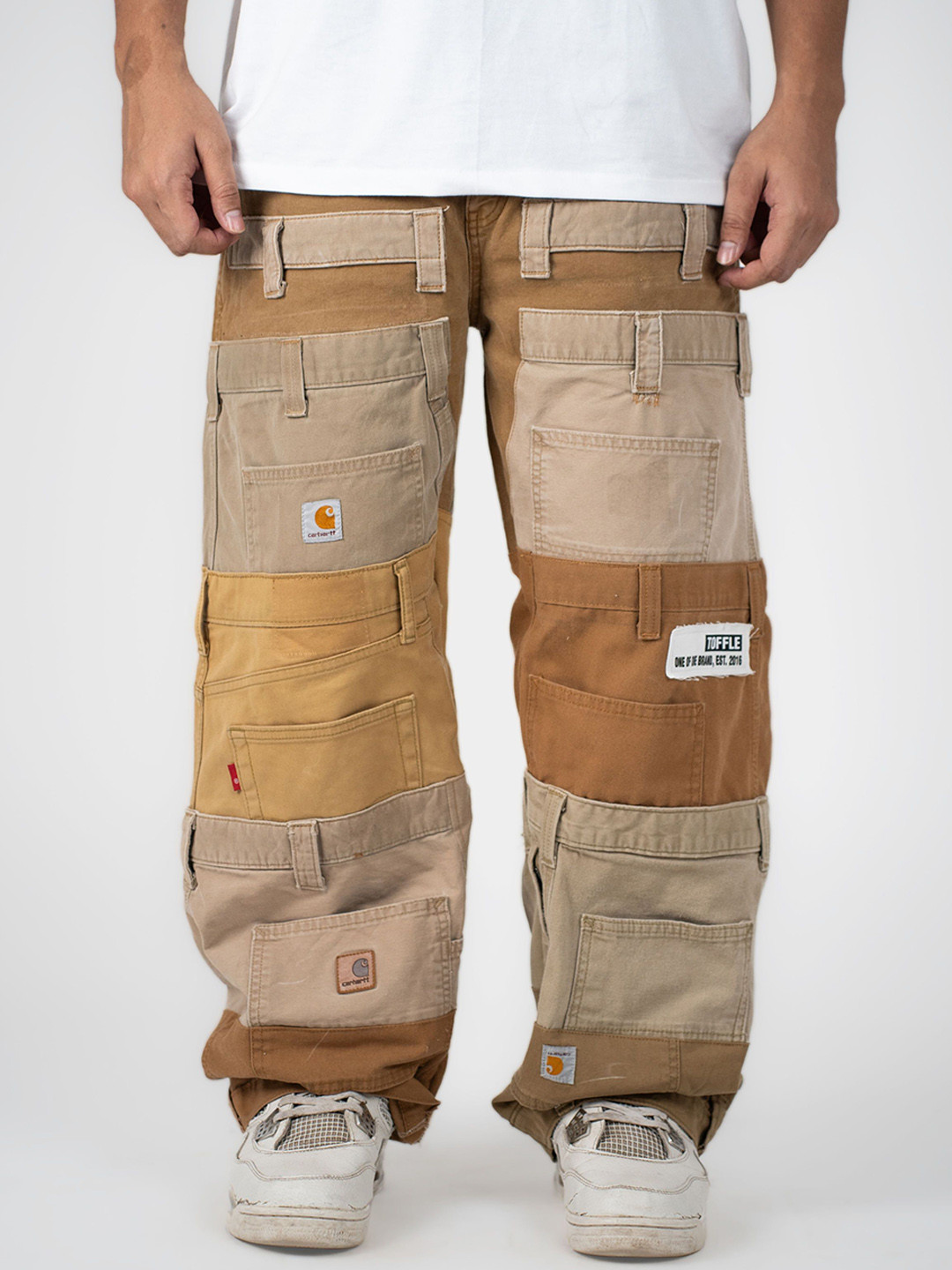 

TOFFLE Unisex Relaxed Fit Brown Layered Jeans