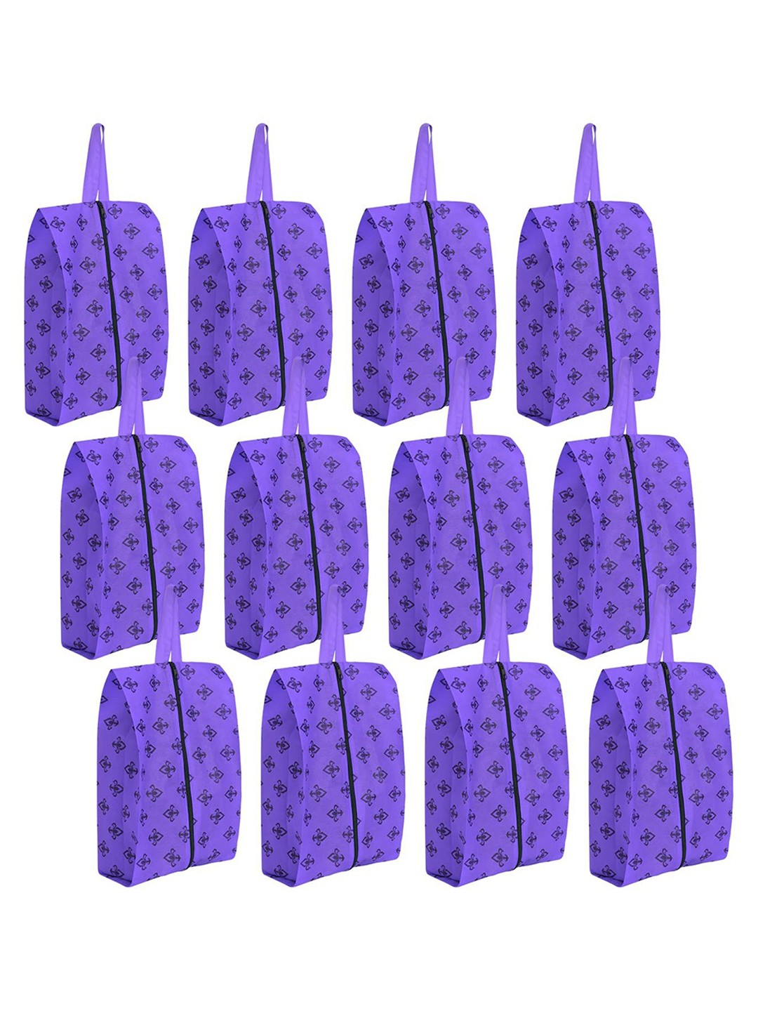 

prettykrafts Purple & Black 12 Pieces Printed Reusable Shoe Organisers