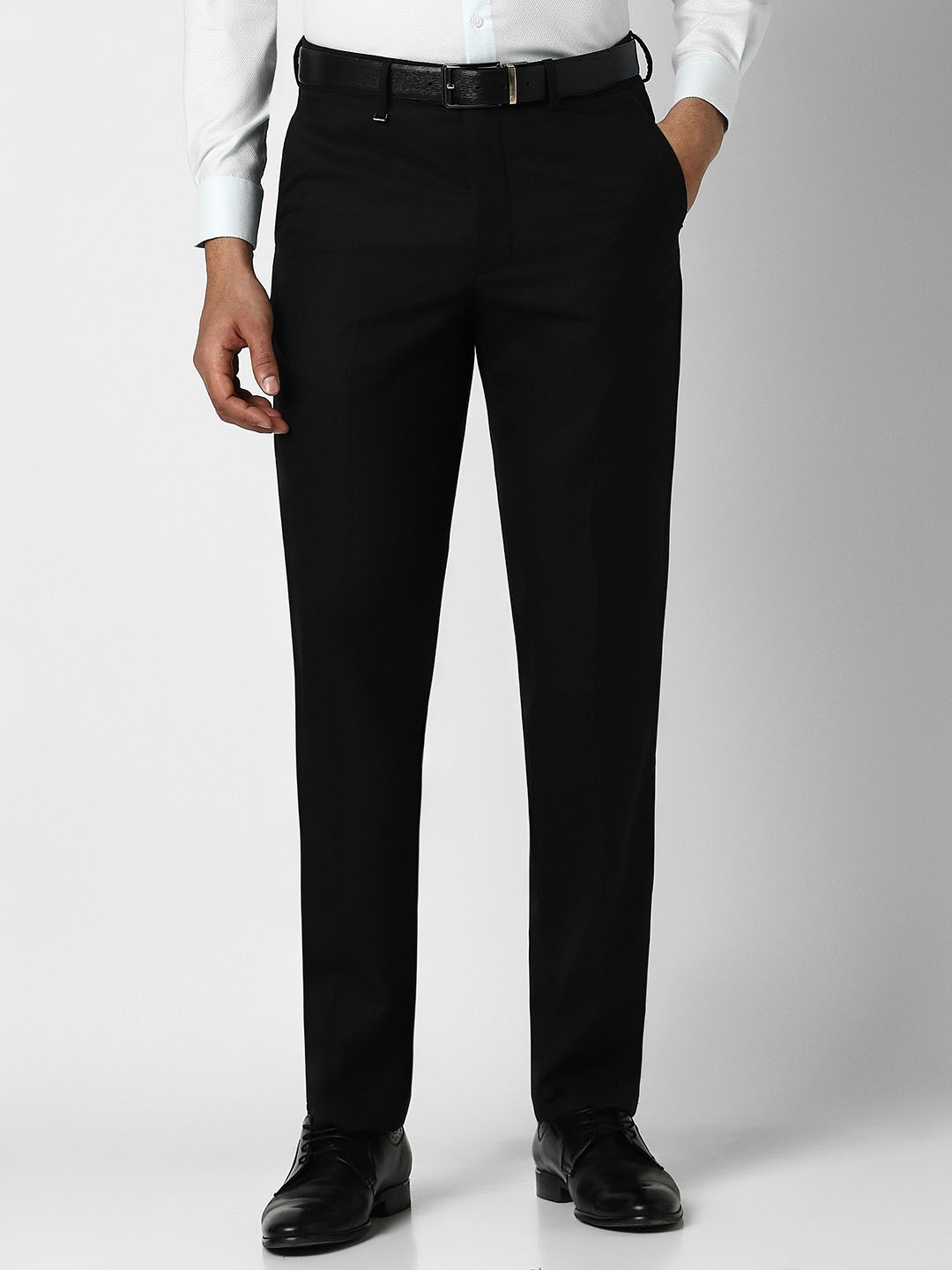 

Van Heusen Men Cotton Mid-Rise Slim Fit Formal Trousers, Black