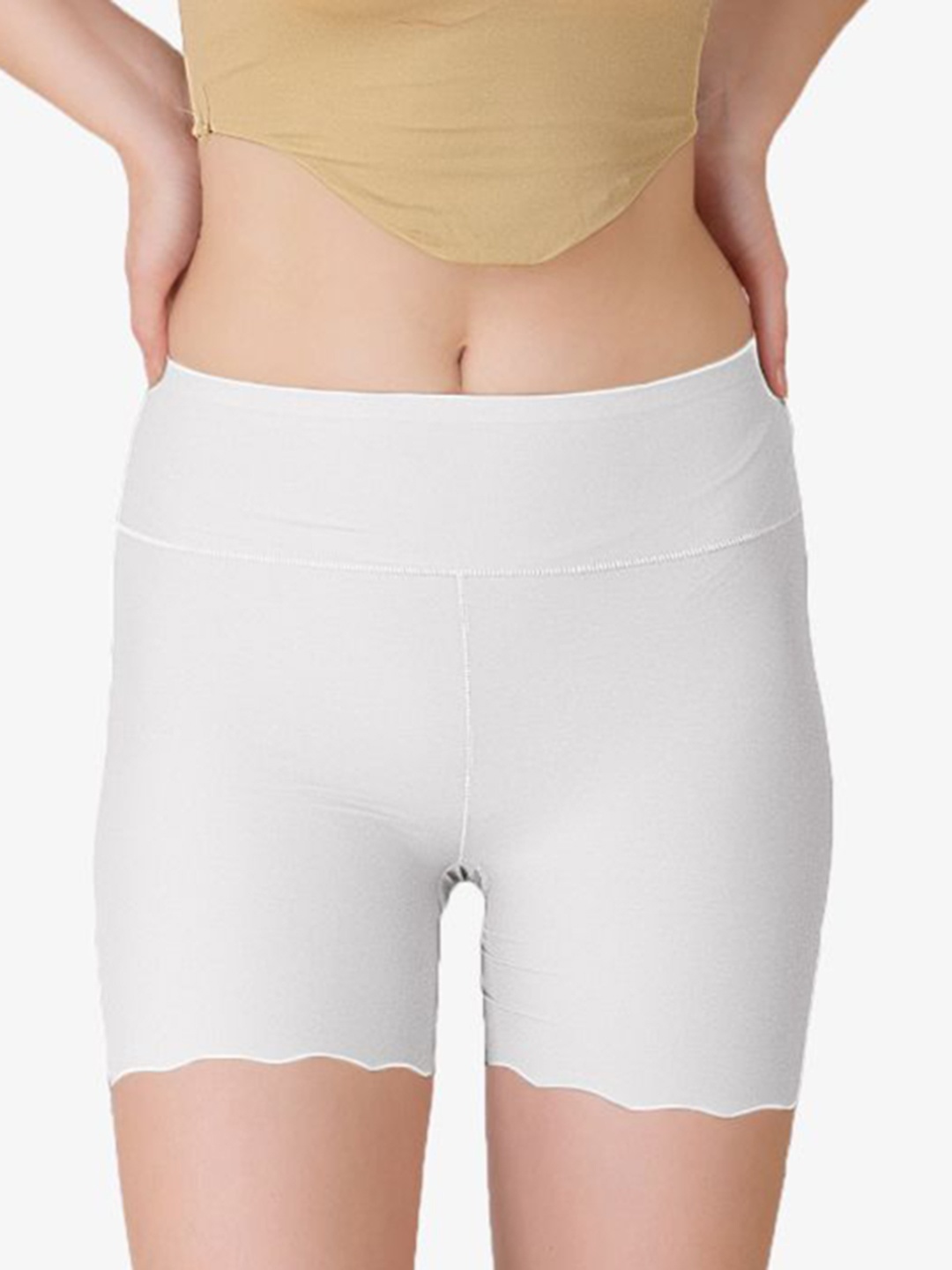 

Luella Women Slim Fit High-Rise Cycling Shorts, White