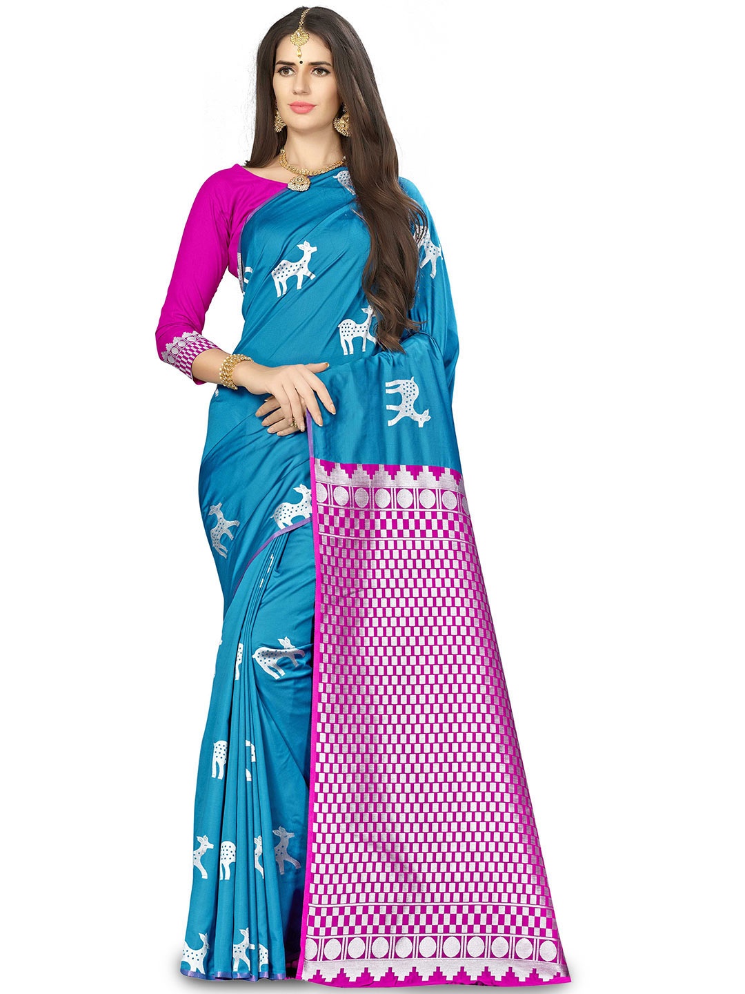 

Maroosh Woven Design Zari Banarasi Saree, Blue