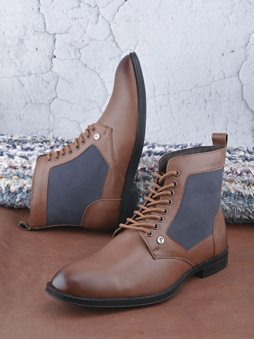 

El Paso Men Textured Lace-Ups Regular Boots, Brown