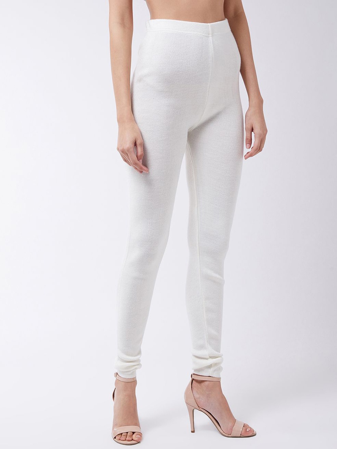 

RVK Women Slim-Fit Churidar-Length Leggings, Off white