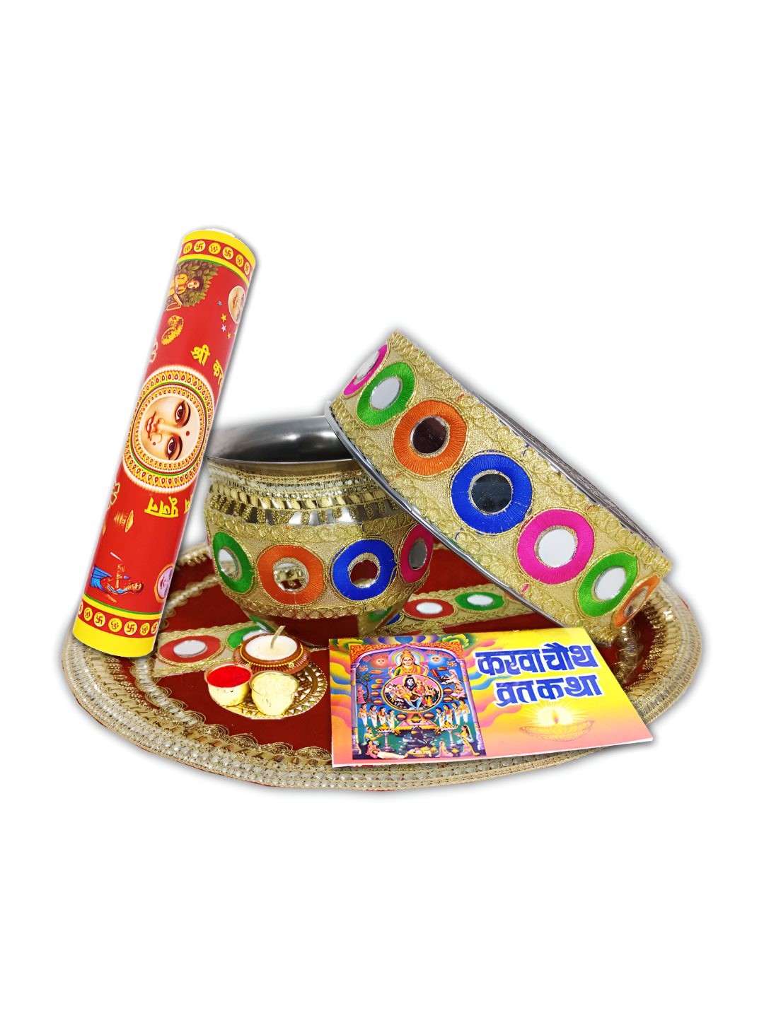 

ME & YOU Red & Yellow Karwa Chauth Pooja Thali Set