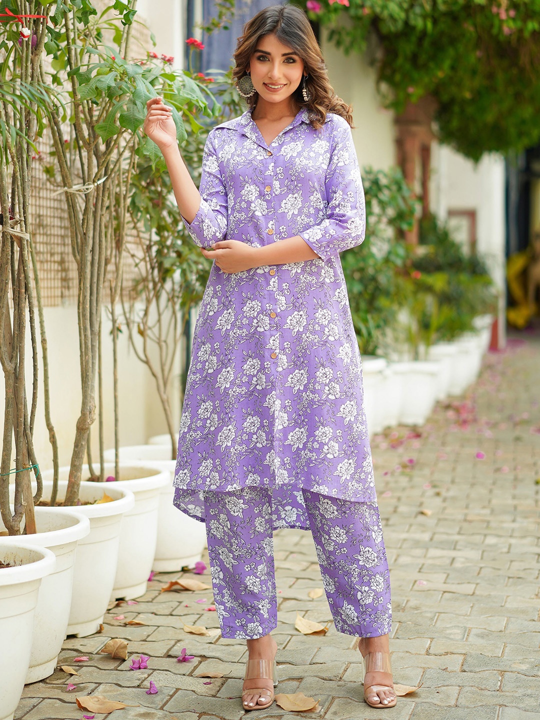 

BAESD Floral Printed Tunic With Trouser Co-Ords, Lavender