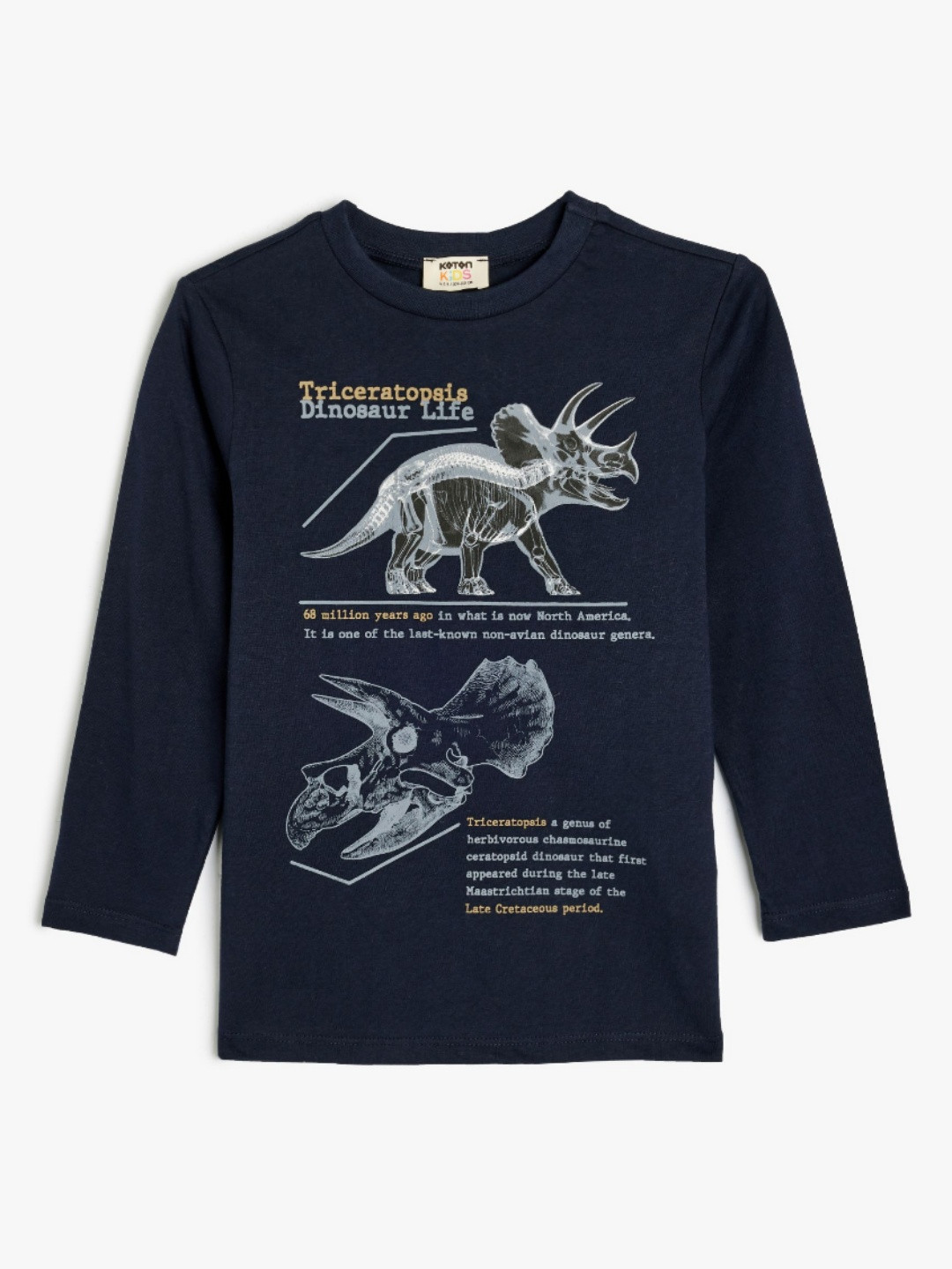 

Koton Boys Graphic Printed Round Neck Cotton T-shirt, Navy blue