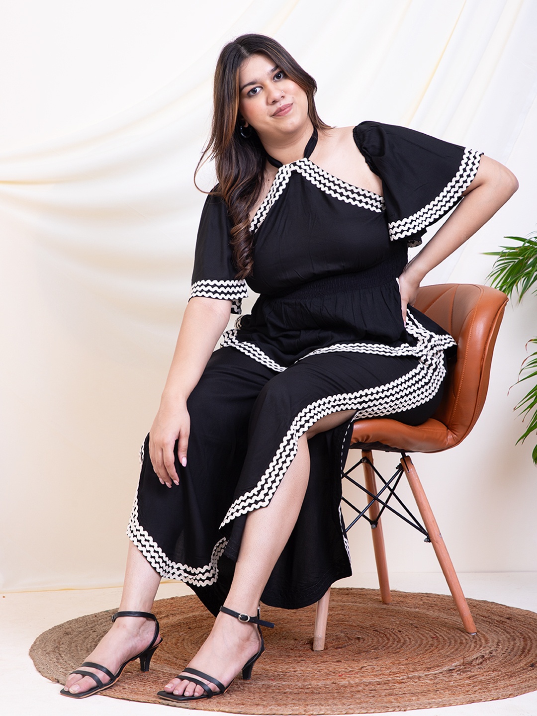 

DEEBACO Top With Palazzos Co-Ords, Black