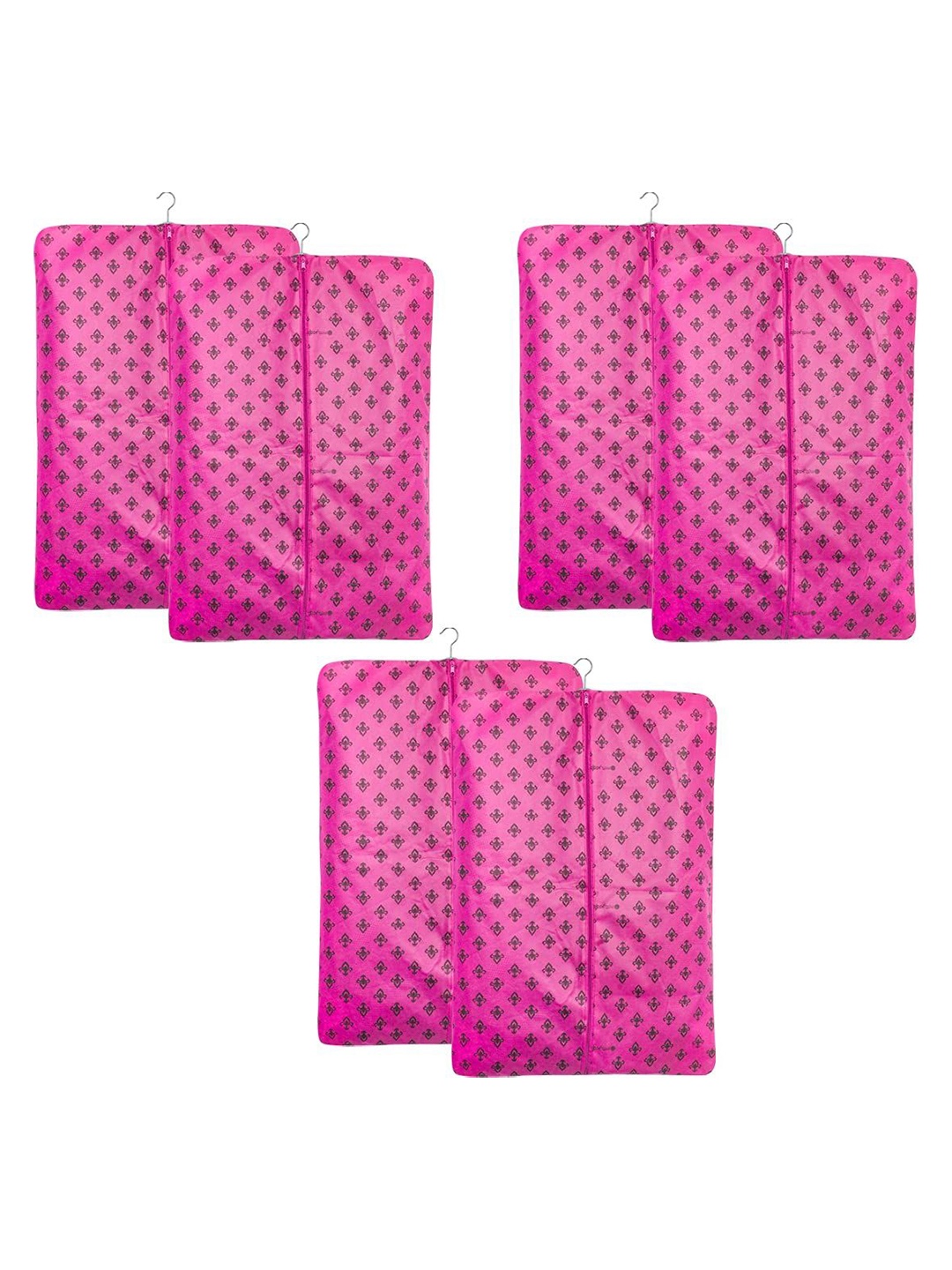 

prettykrafts Pink & Black 6 Pieces Printed Reusable Coat Cover Organisers