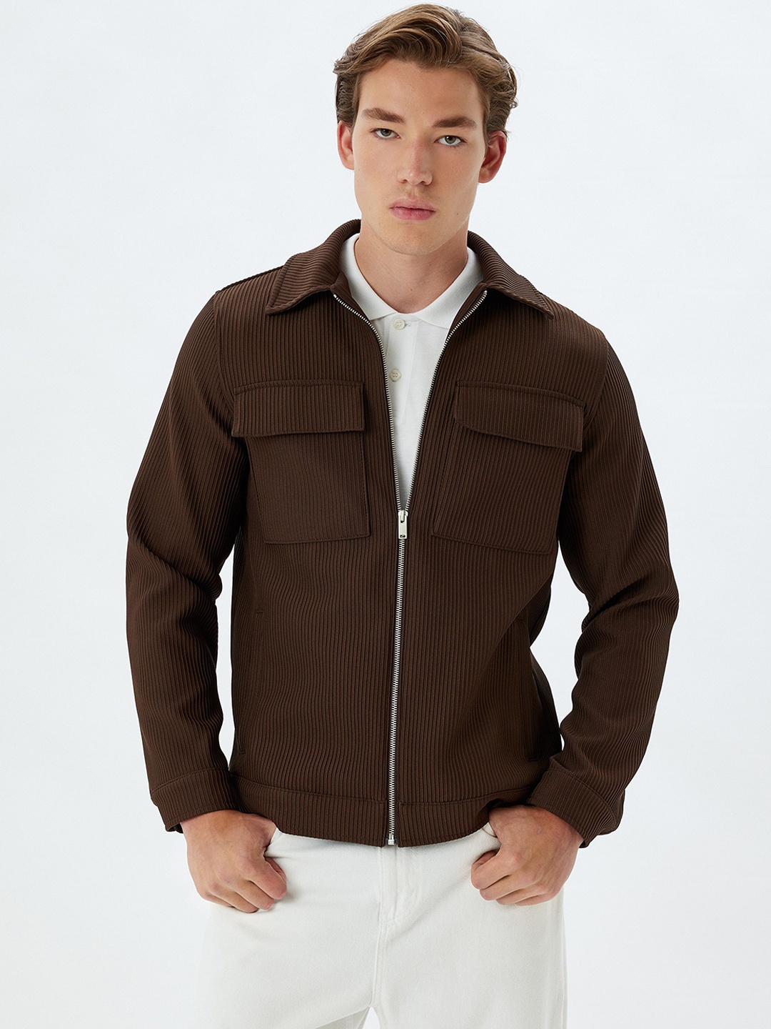 

Koton Men Striped Regular Jacket, Brown