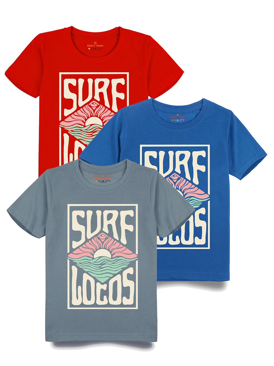 

AUSK Boys Pack Of 3 Graphic Printed Round Neck Cotton T-shirts, Red