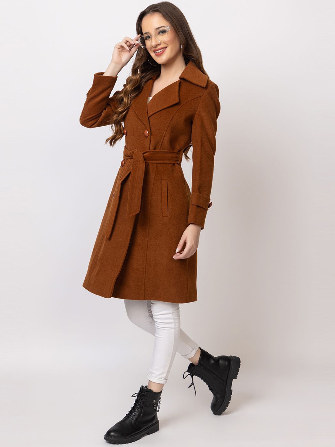 

TWENTY ME Single-Breasted Overcoat, Camel brown