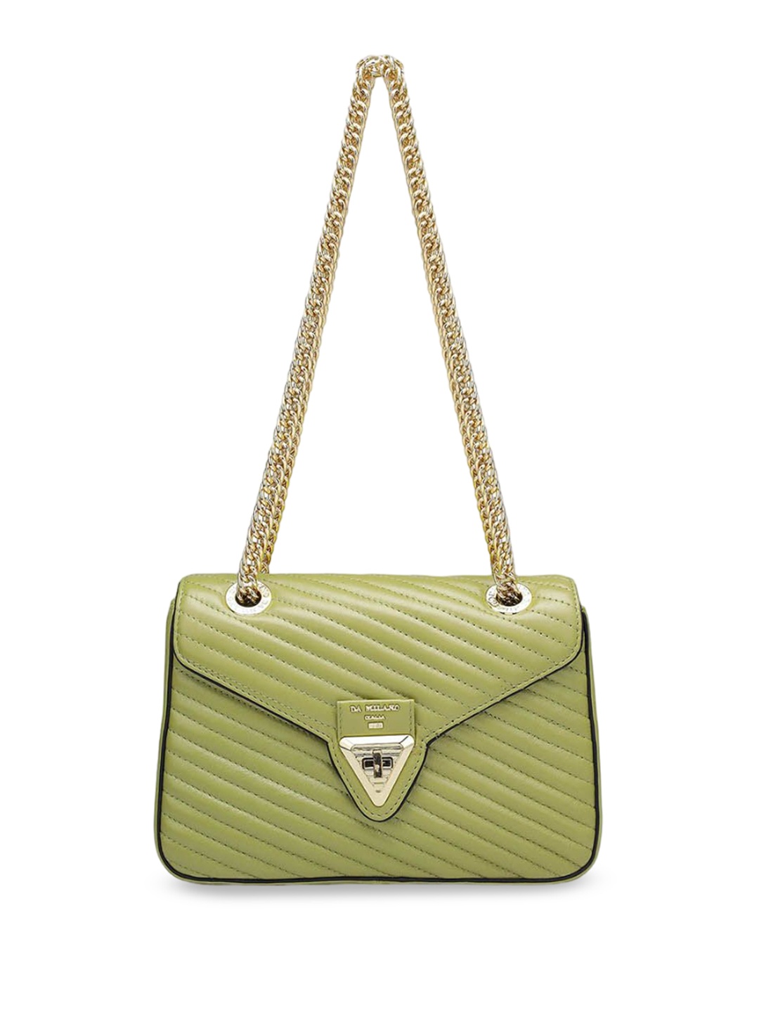

Da Milano Women Textured Leather Structured Shoulder Bag with Quilted, Green