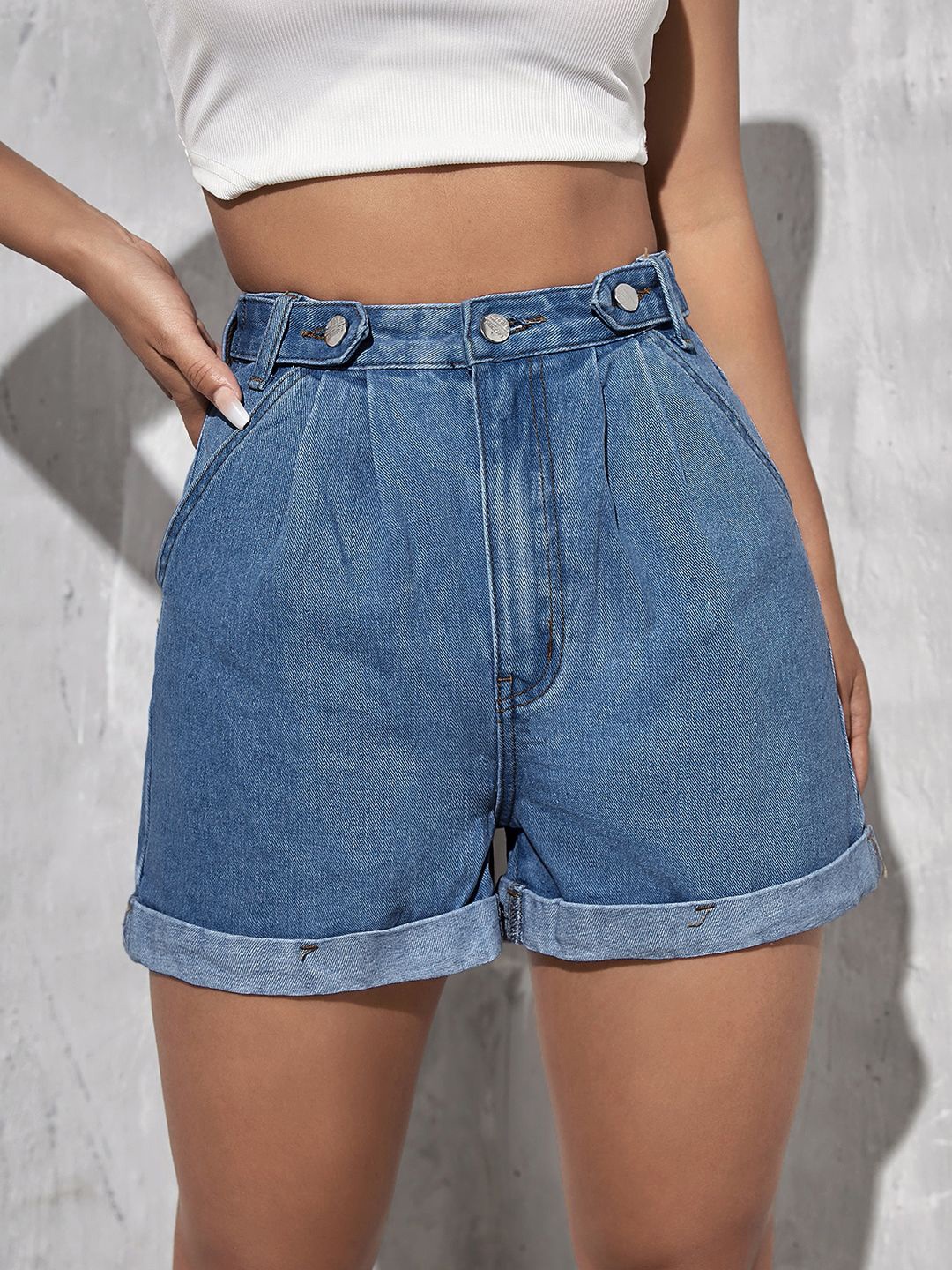 

Kotty Women High-Rise Denim Shorts, Blue
