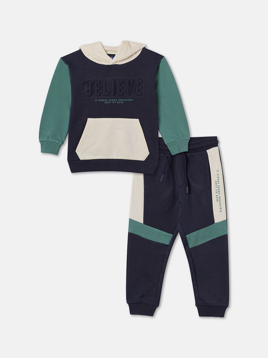 

R&B Boys Printed Pure Cotton Sweatshirt With Joggers Clothing Set, Blue
